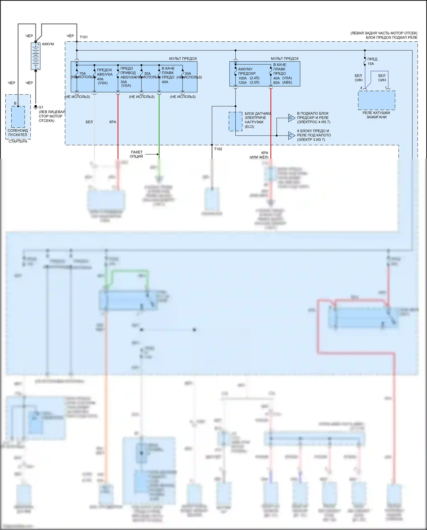 Accord Honda VIII рестайлинг (2011-2013): Электросхема блока предохранителей реле (1 из 7) 
