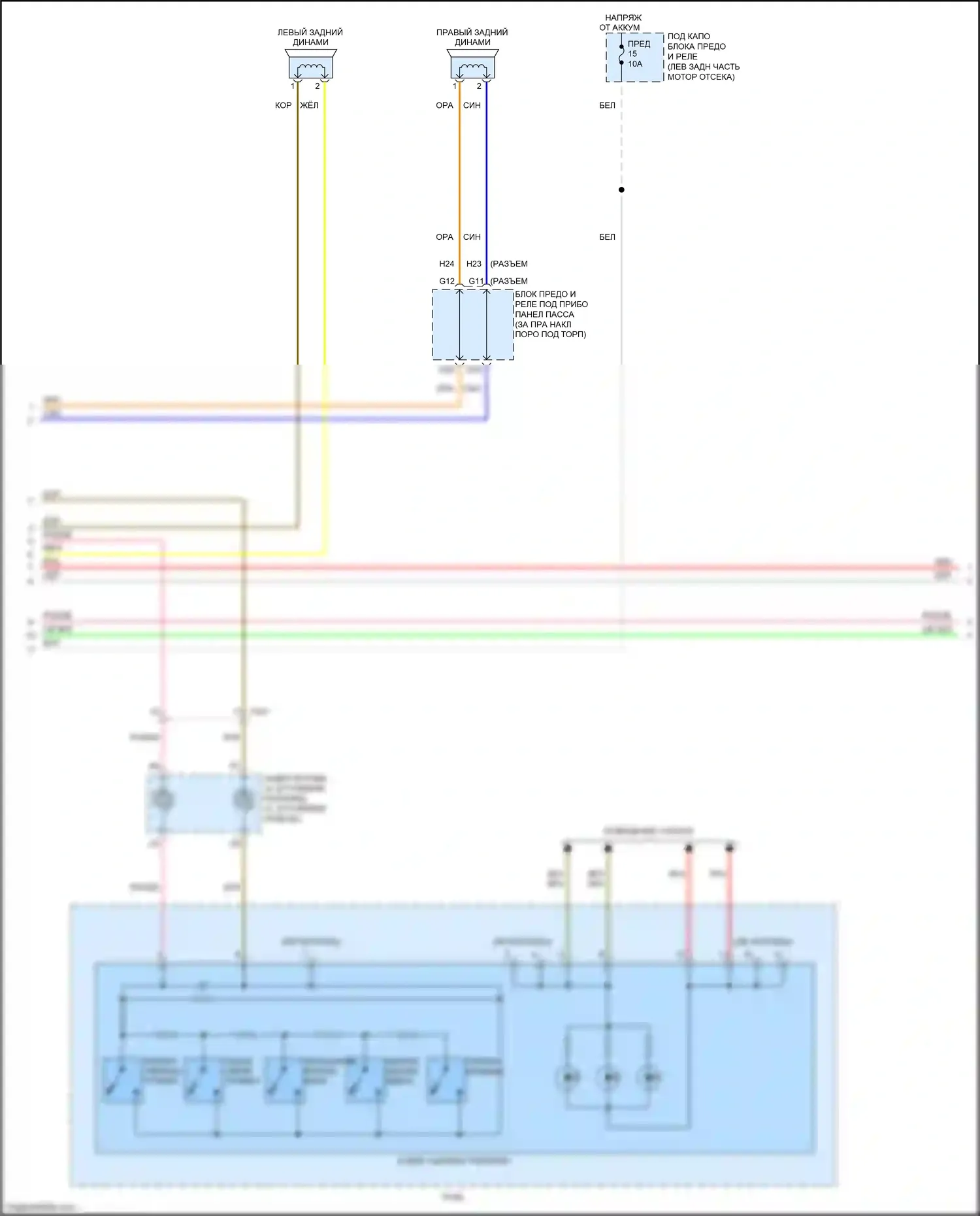 Accord Honda VIII рестайлинг (2011-2013): Электросхема базовой магнитолы (2 из 3) 