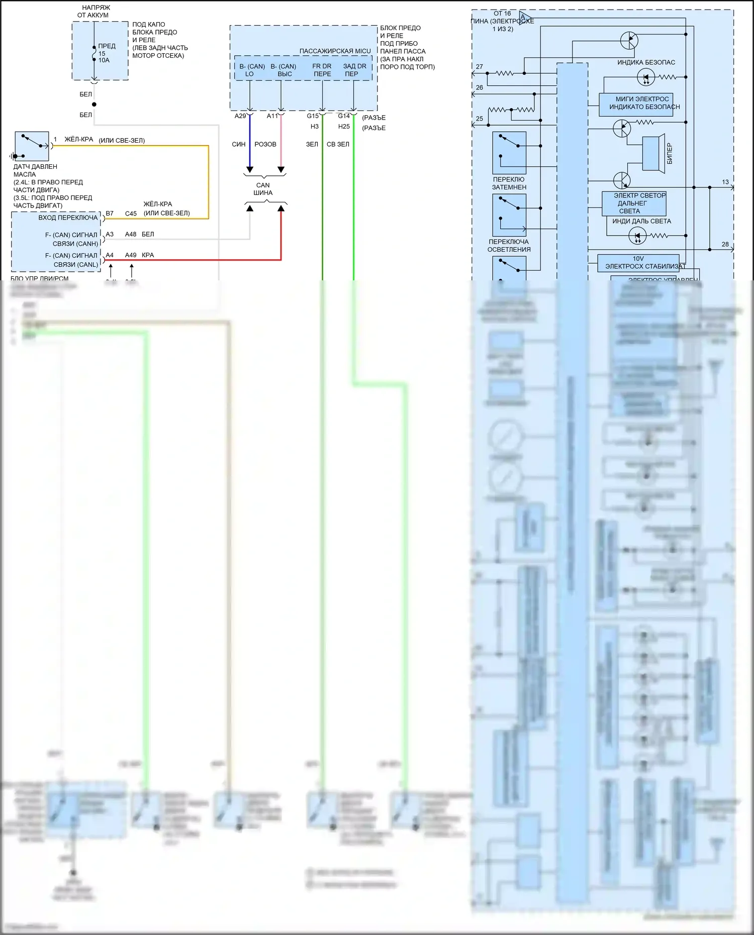 Accord Honda VIII рестайлинг (2011-2013): Электросхема приборной панели (2 из 2) 
