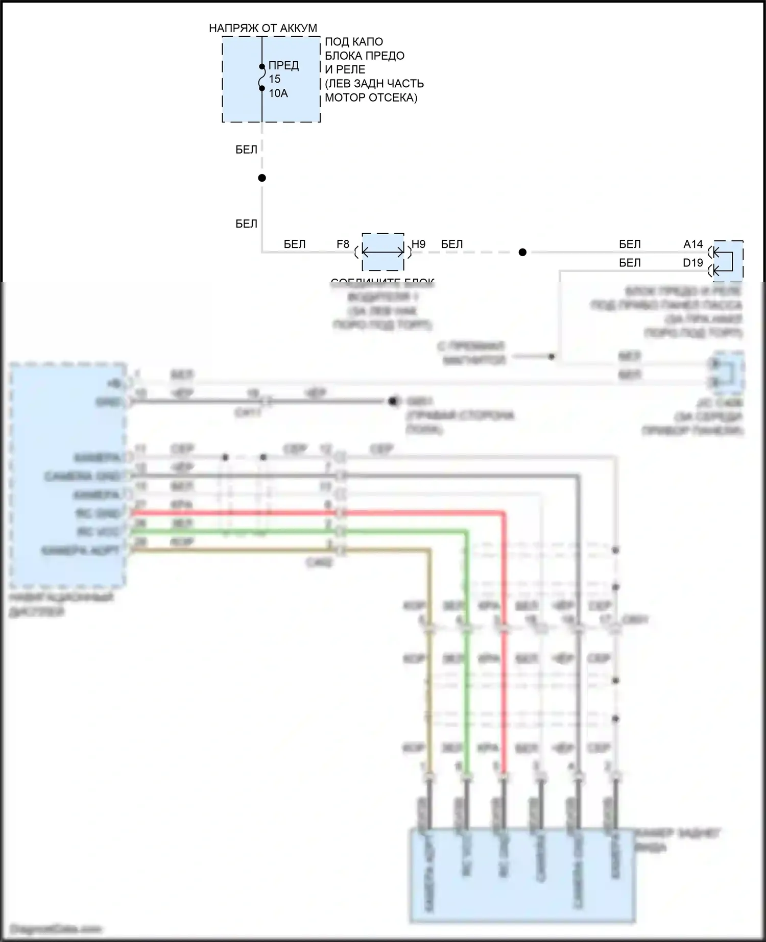 Accord Honda VIII рестайлинг (2011-2013): Электросхема задней камеры 