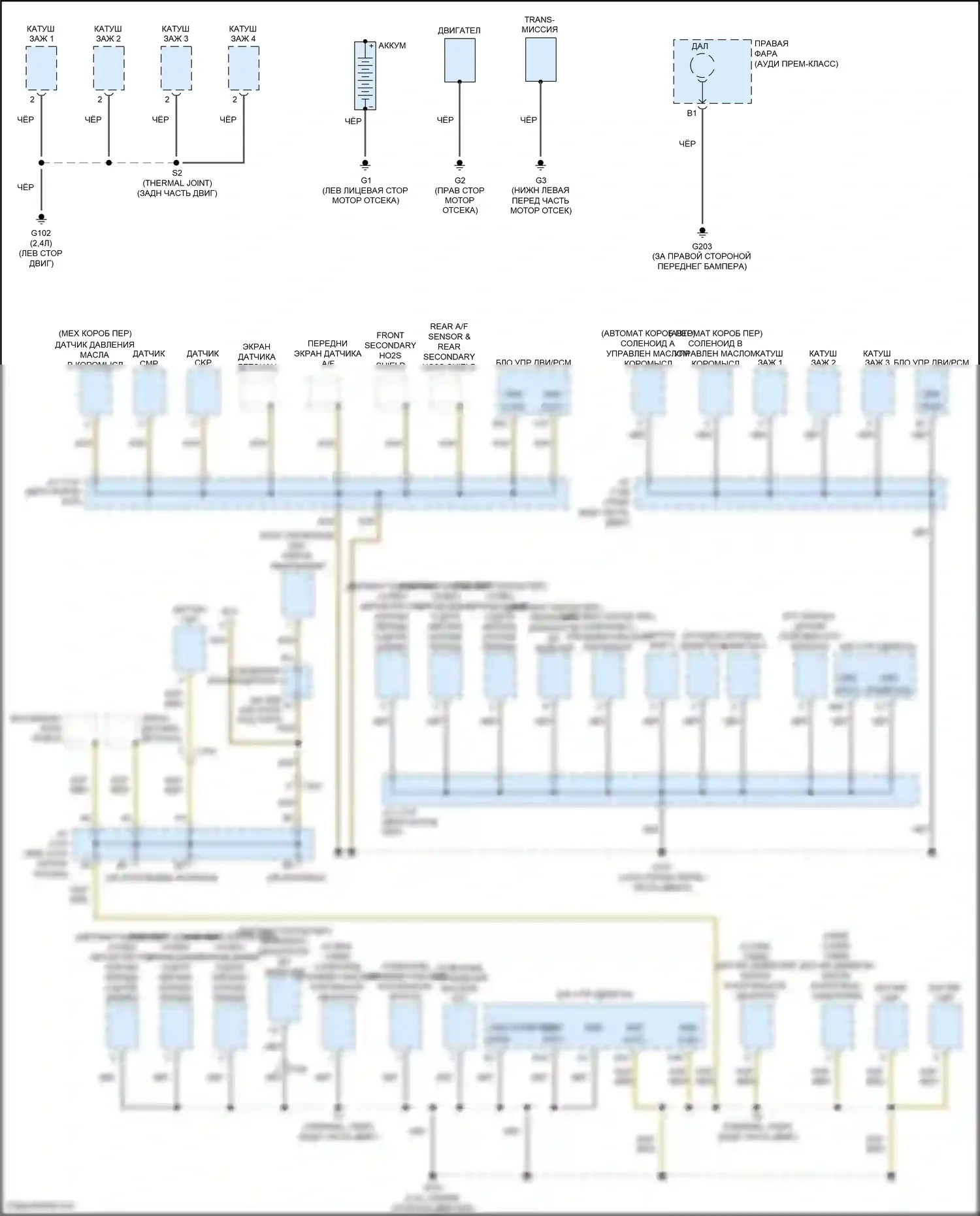 Accord Honda VIII рестайлинг (2011-2013): Электросхема точек подключения масс (1 из 5) 
