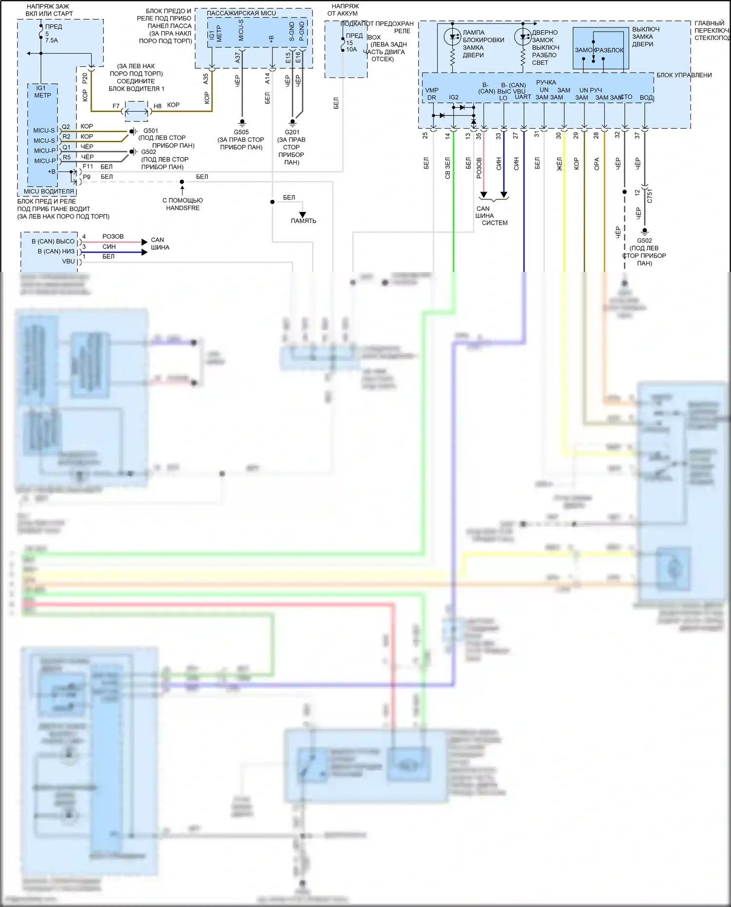 Accord Honda VIII рестайлинг (2011-2013): Электросхема центрального замка (3 из 3) 