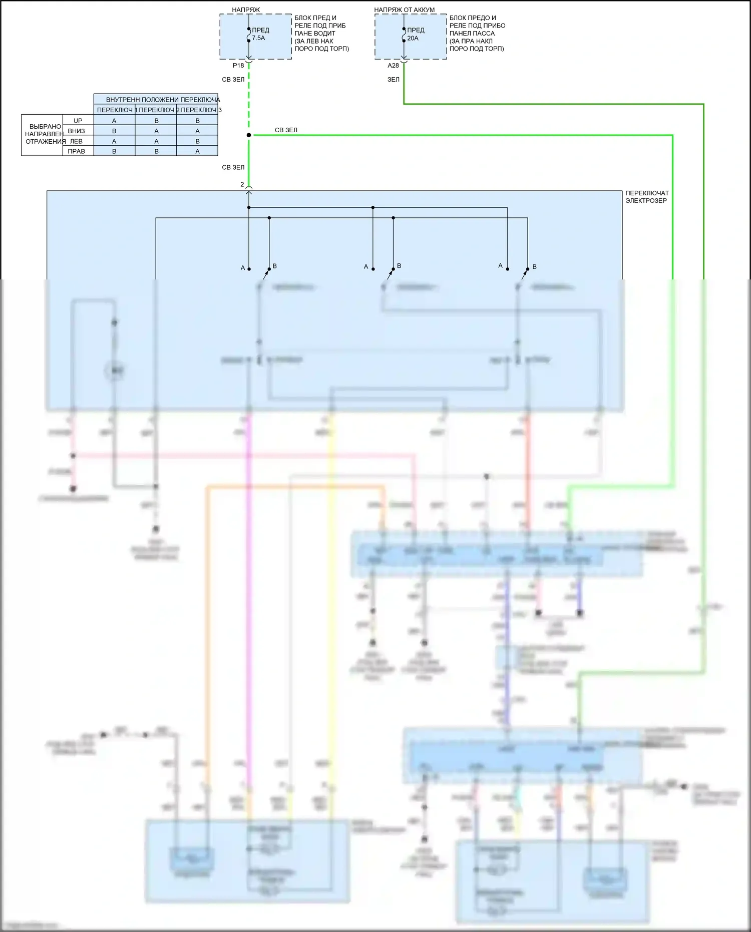 Accord Honda VIII рестайлинг (2011-2013): Электросхема управления зеркалами заднего вида 