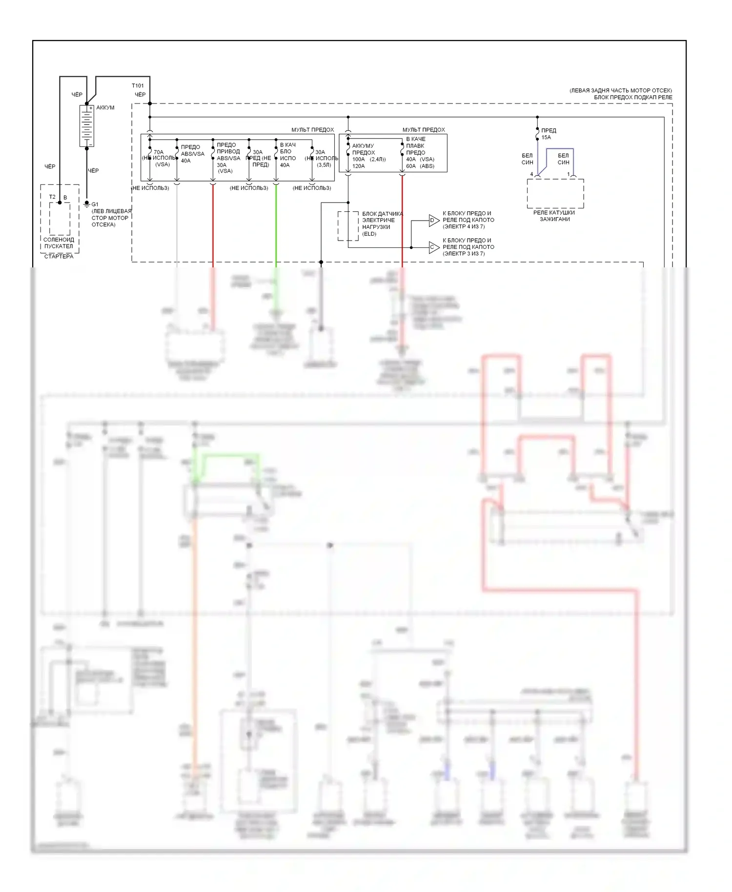 Accord Honda VIII (2007-2011): Электросхема блока предохранителей реле (1 из 7) 