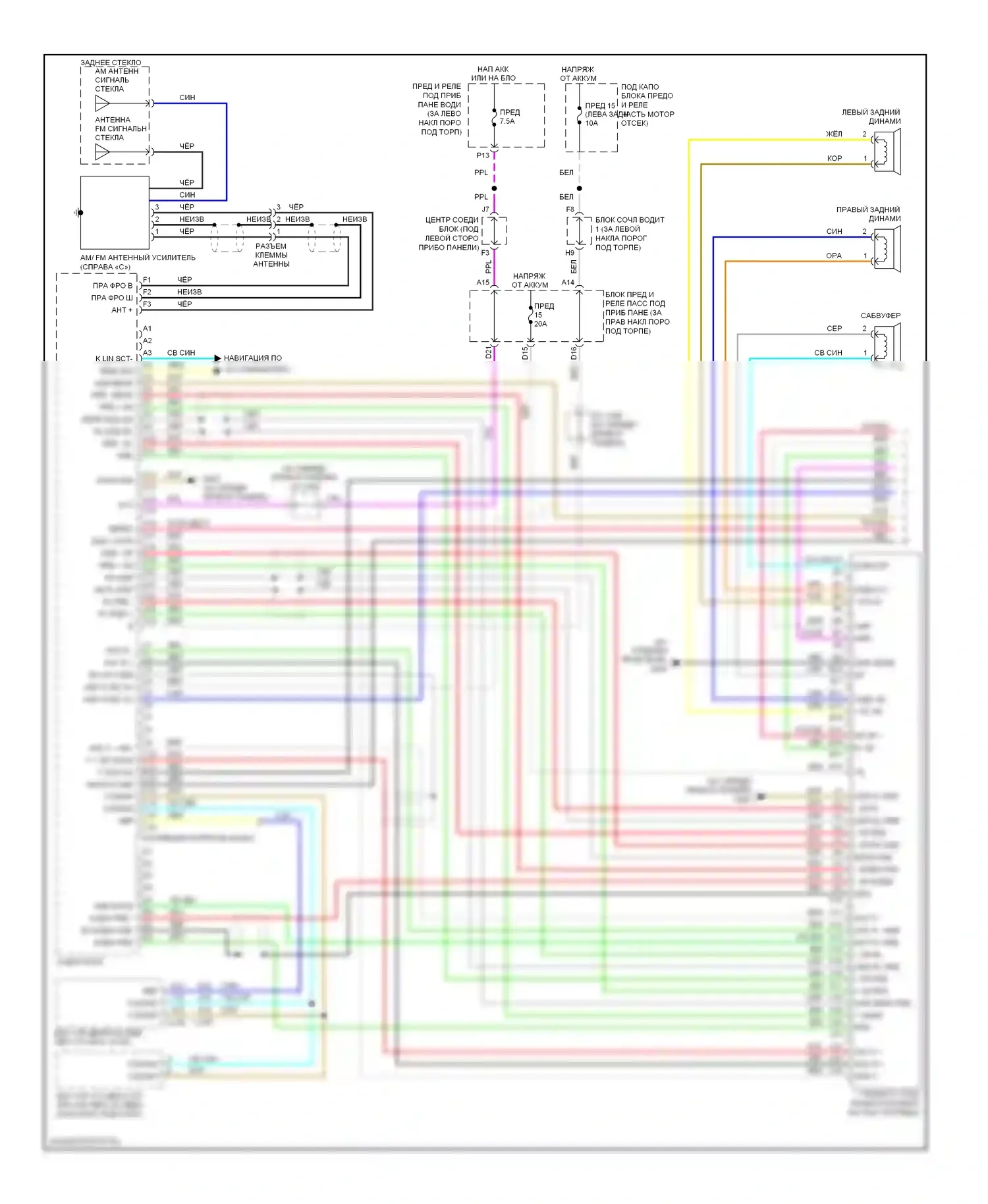 Accord Honda VIII (2007-2011): Электросхема премиум- магнитолы с навигацией (1 из 3) 