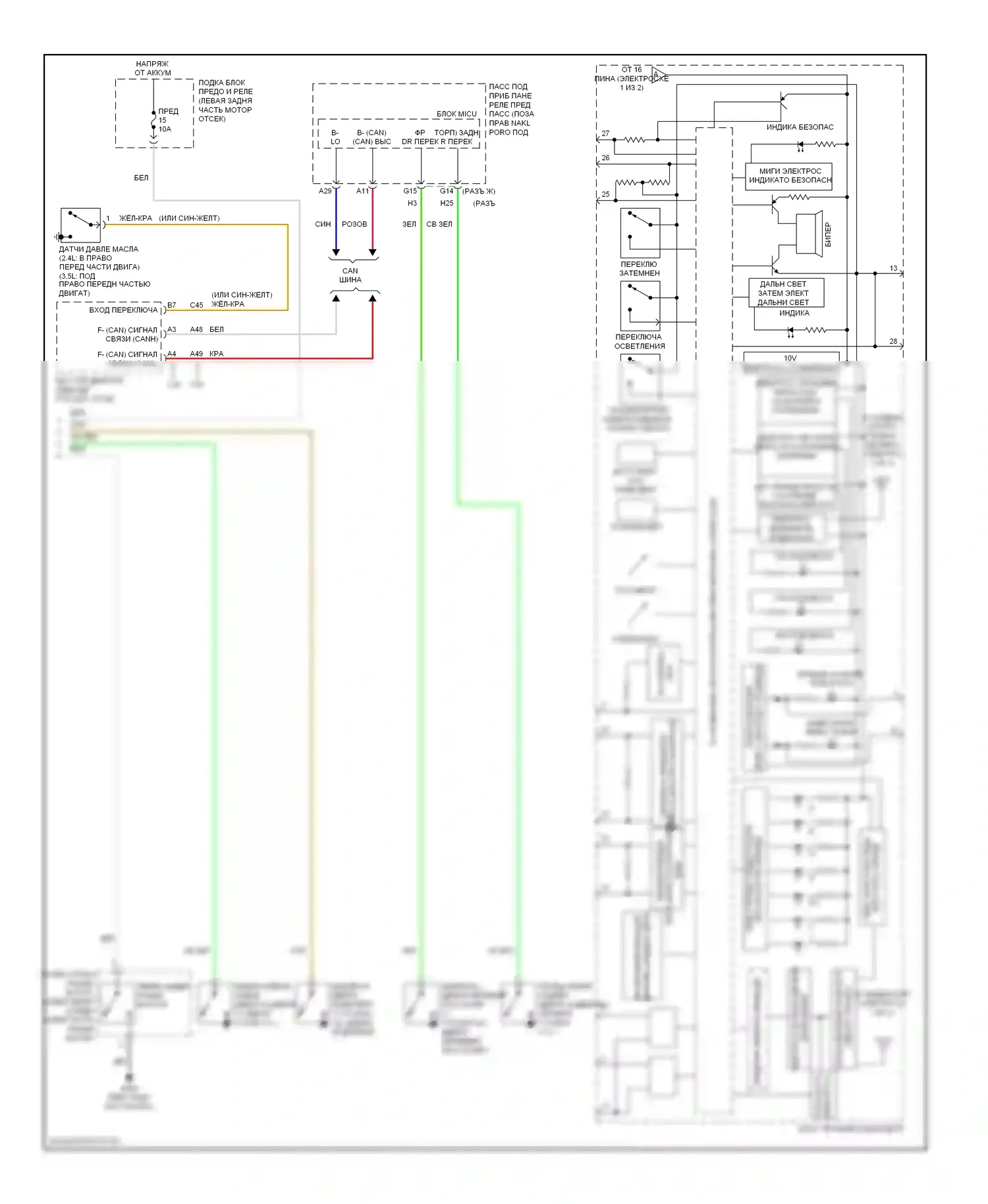 Accord Honda VIII (2007-2011): Электросхема приборной панели (2 из 2) 