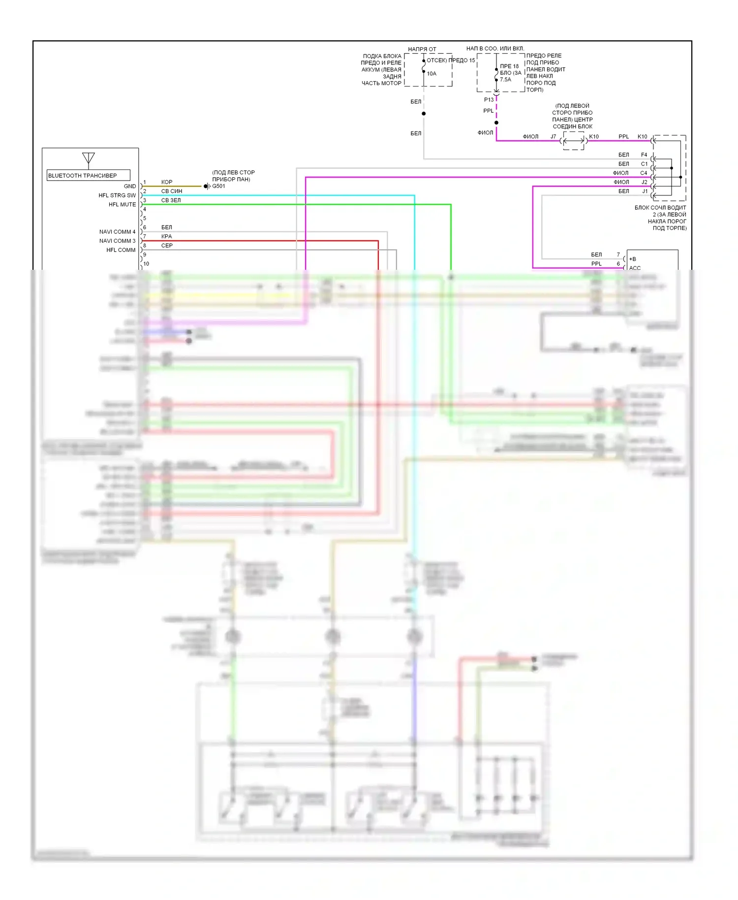 Accord Honda VIII (2007-2011): Электросхема блока громкоговорящей связи, кроме аксессуара honda 