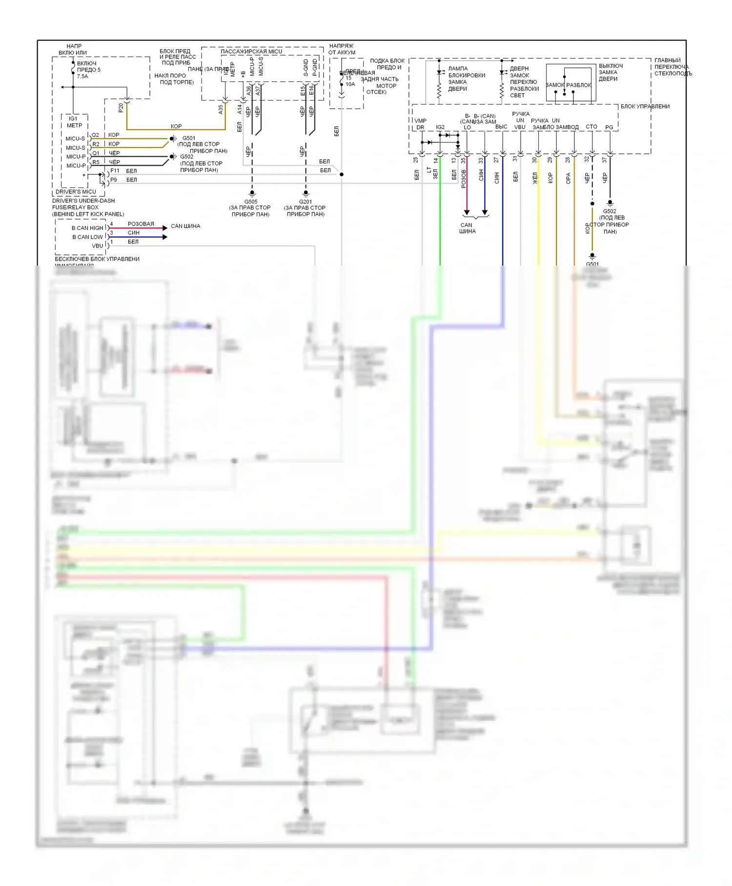 Accord Honda VIII (2007-2011): Электросхема центрального замка (3 из 3) 