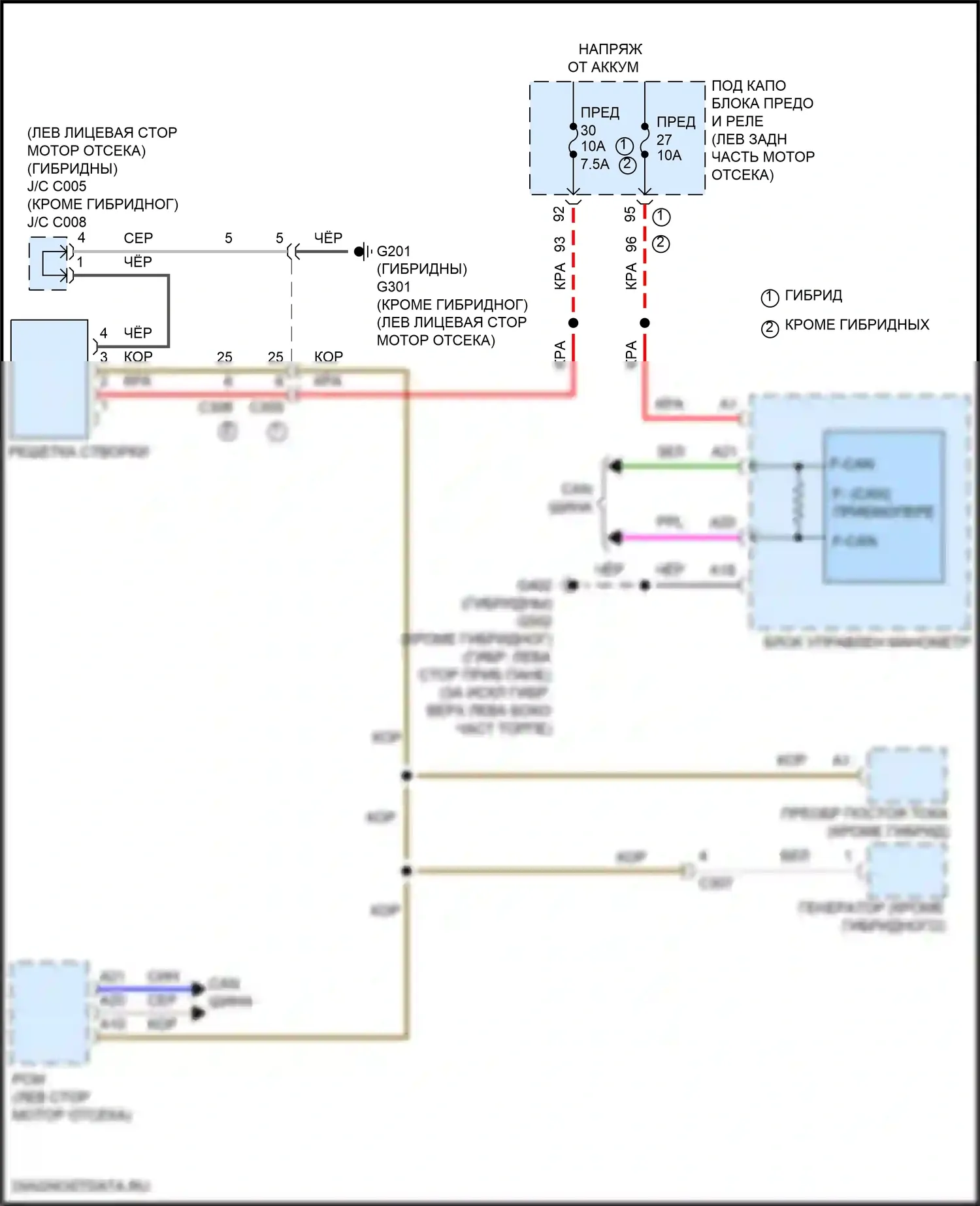 Accord Honda X рестайлинг (2020-2023): Электросхема створки решетки 