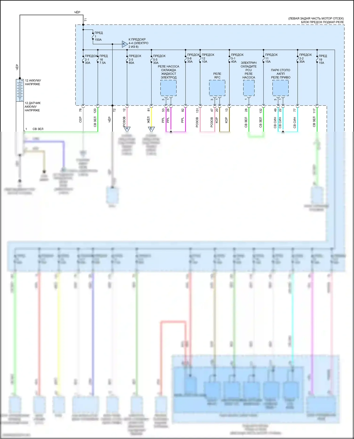 Accord Honda X рестайлинг (2020-2023): Электросхема блока предохранителей реле, гибридного (1 из 6) 