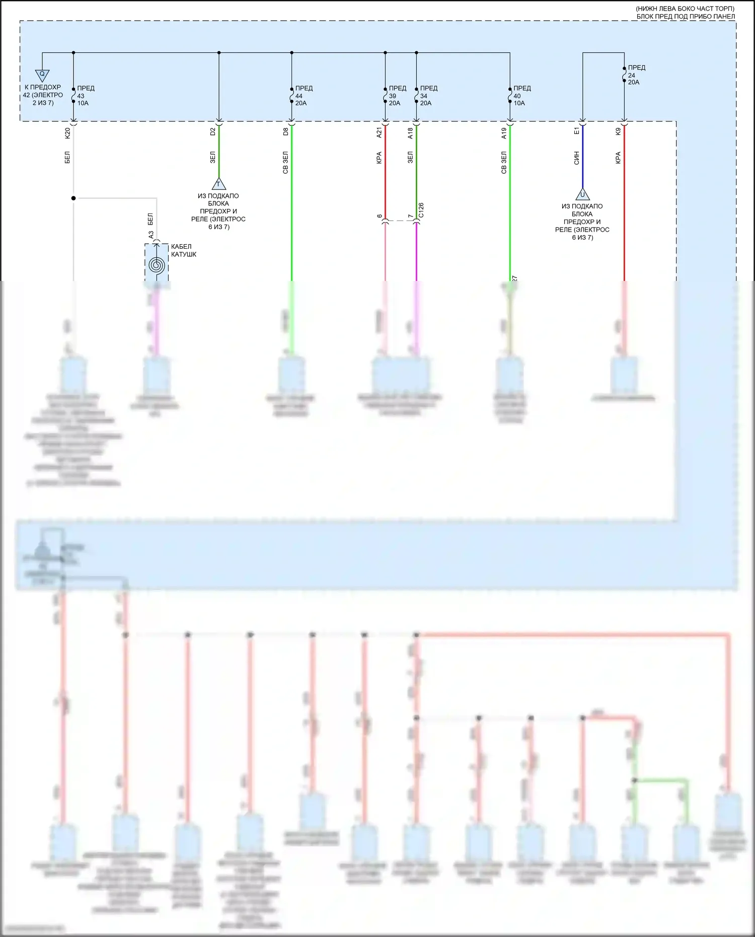 Accord Honda X рестайлинг (2020-2023): Электросхема блока предохранителей реле, кроме гибридного (4 из 7) 