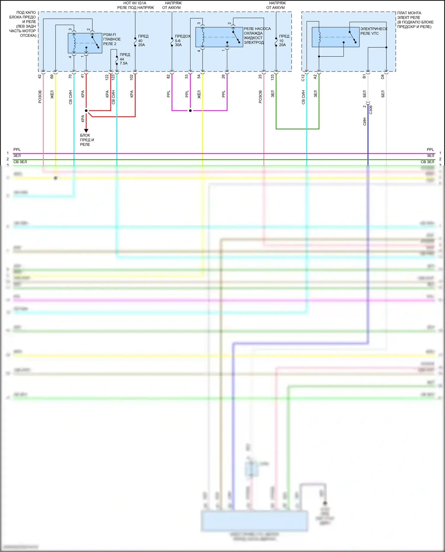 Accord Honda X рестайлинг (2020-2023): Электросхема двигатель 2.0л гибрид, электросхема органов управления двигателем (2 из 8) 