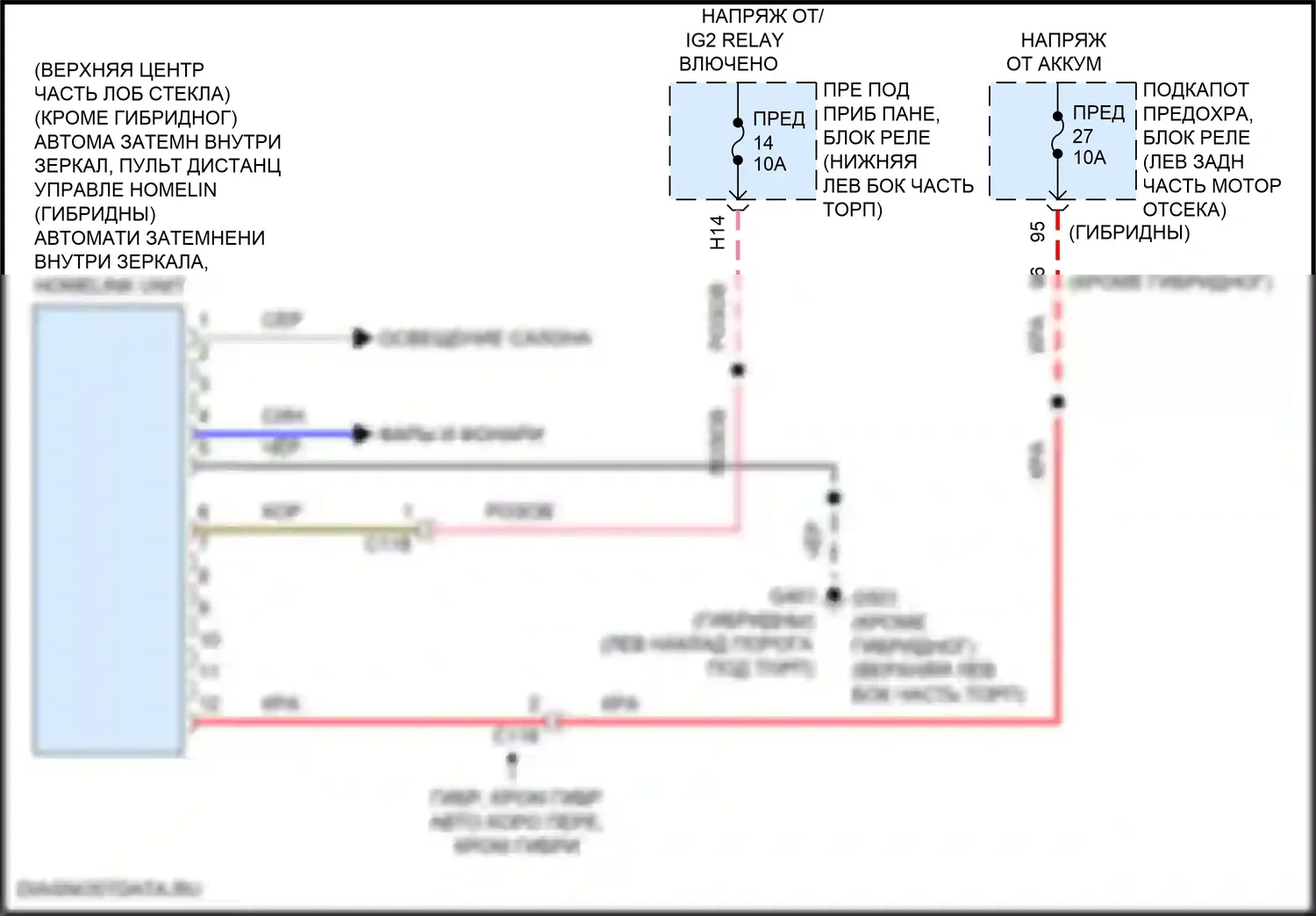 Accord Honda X рестайлинг (2020-2023): Электросхема дистанционного управления homelink 