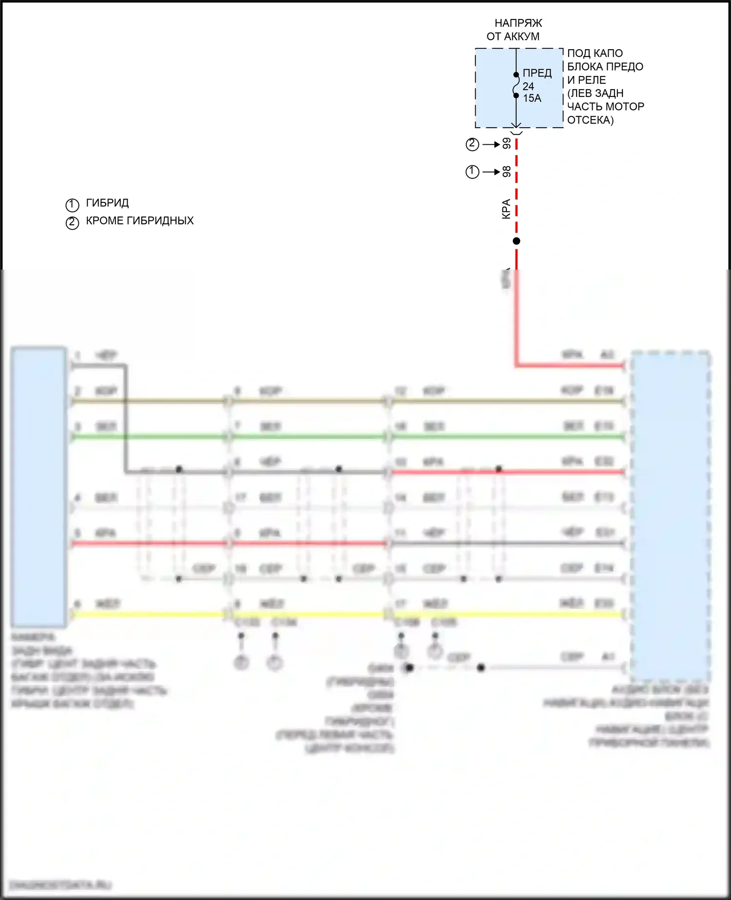 Accord Honda X рестайлинг (2020-2023): Электросхема задней камеры 