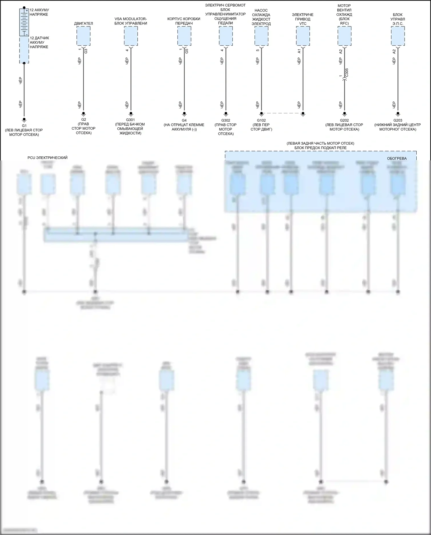 Accord Honda X рестайлинг (2020-2023): Электросхема разводки массы, гибридная (1 из 5) 
