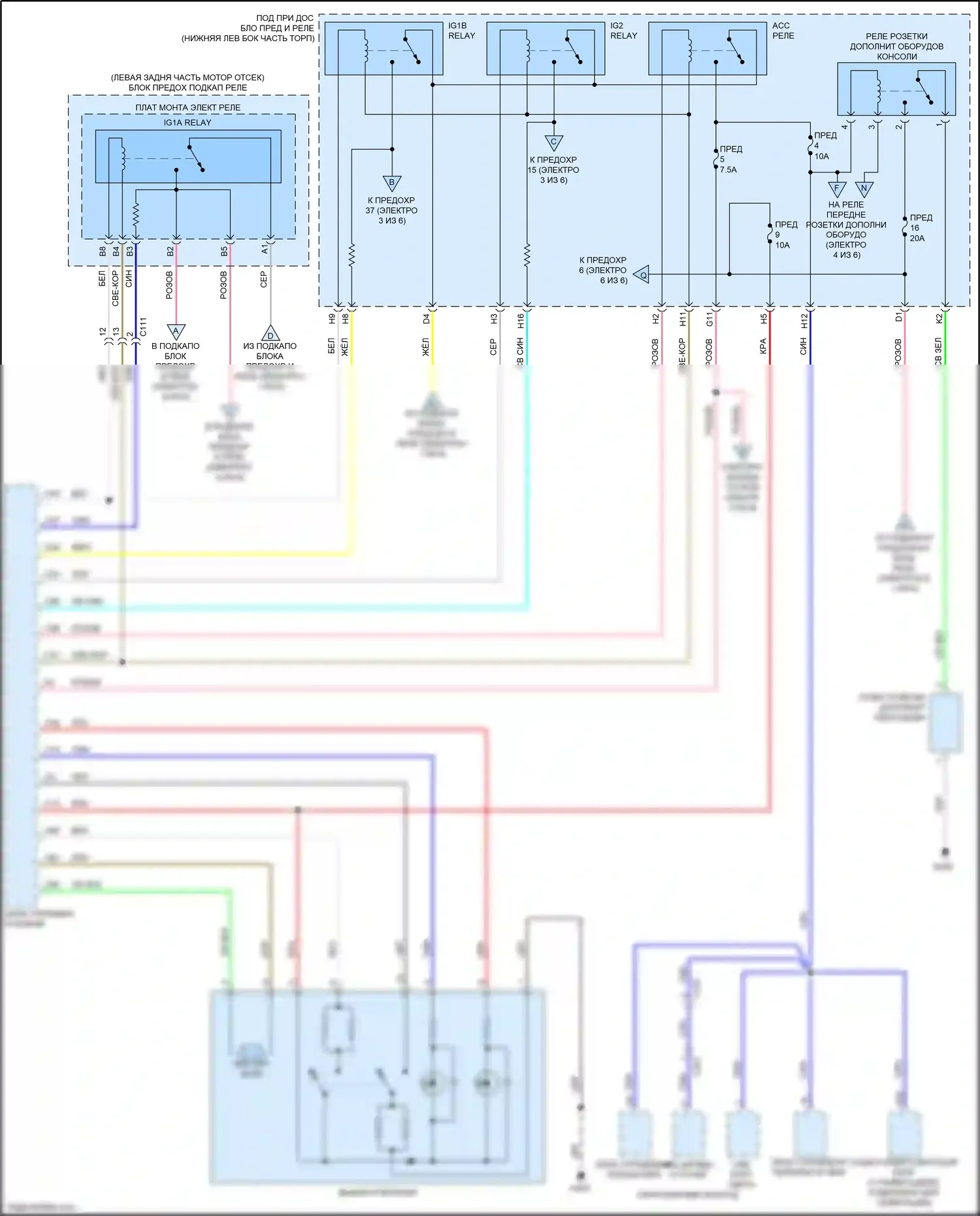 Accord Honda X (2017-2020): Электросхема блока предохранителей реле, гибридного (5 из 6) 