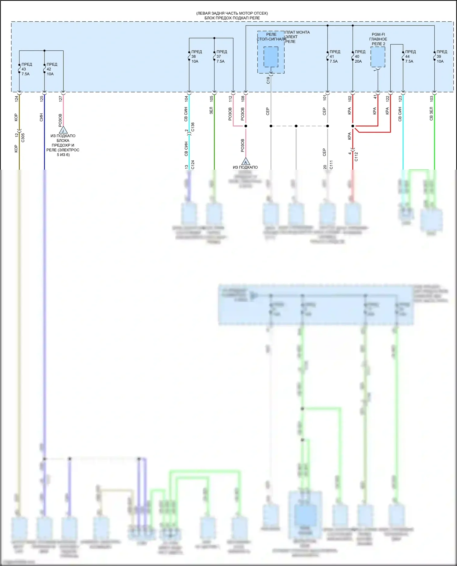 Accord Honda X (2017-2020): Электросхема блока предохранителей реле, гибридного (6 из 6) 