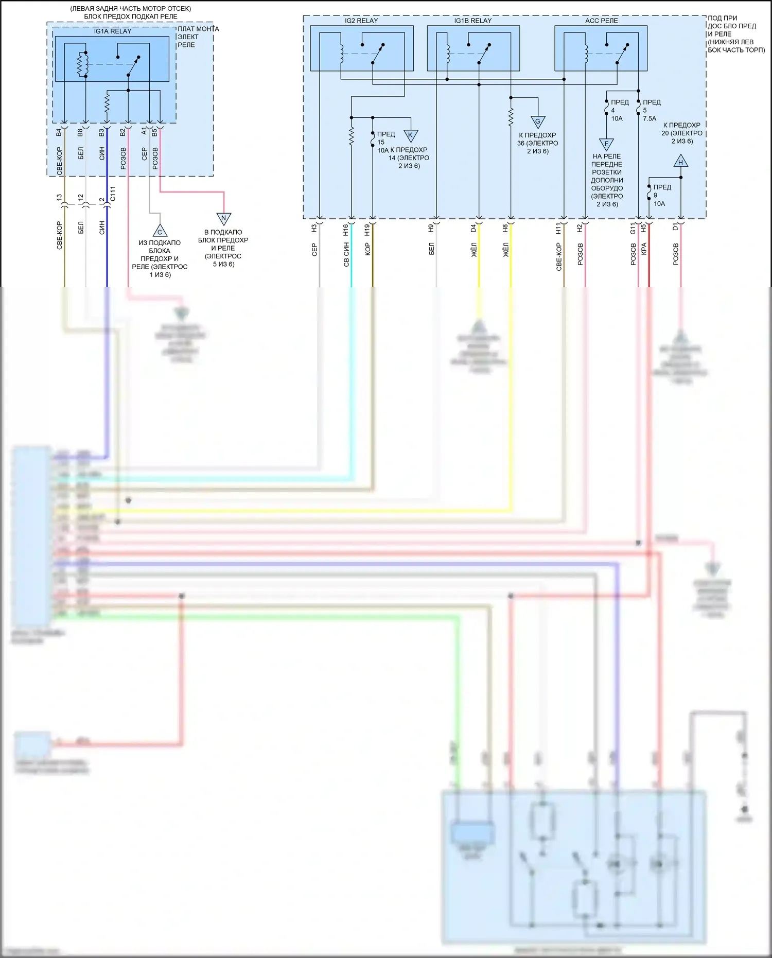 Accord Honda X (2017-2020): Электросхема блока предохранителей реле, кроме гибридного (3 из 6) 