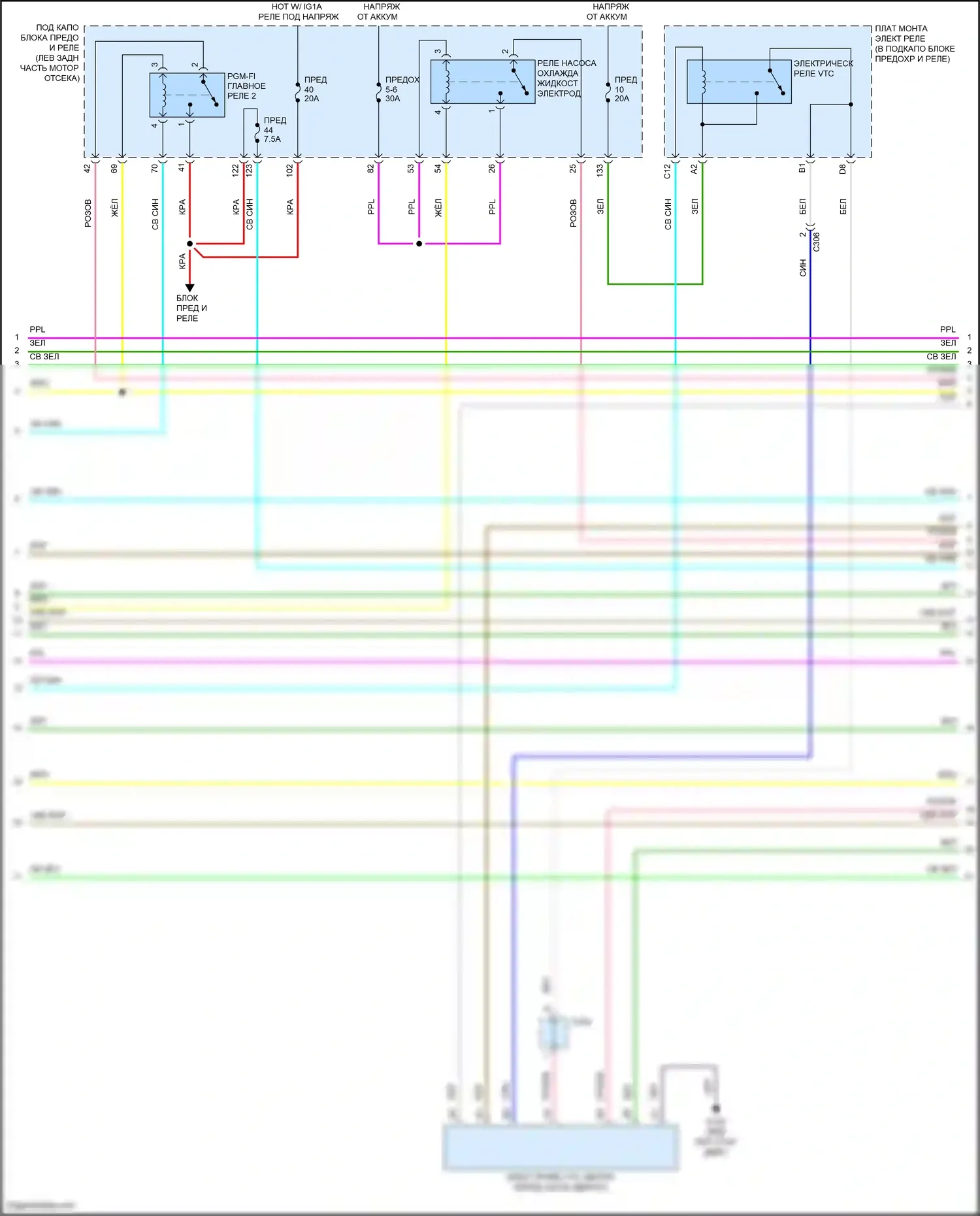 Accord Honda X (2017-2020): Электросхема двигатель 2.0л гибрид, электросхема органов управления двигателем (2 из 8) 
