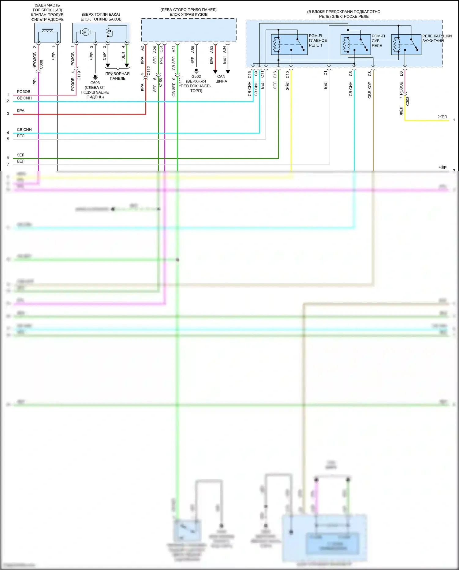 Accord Honda X (2017-2020): Электросхема двигателя 2.0л турбо (2 из 6) 