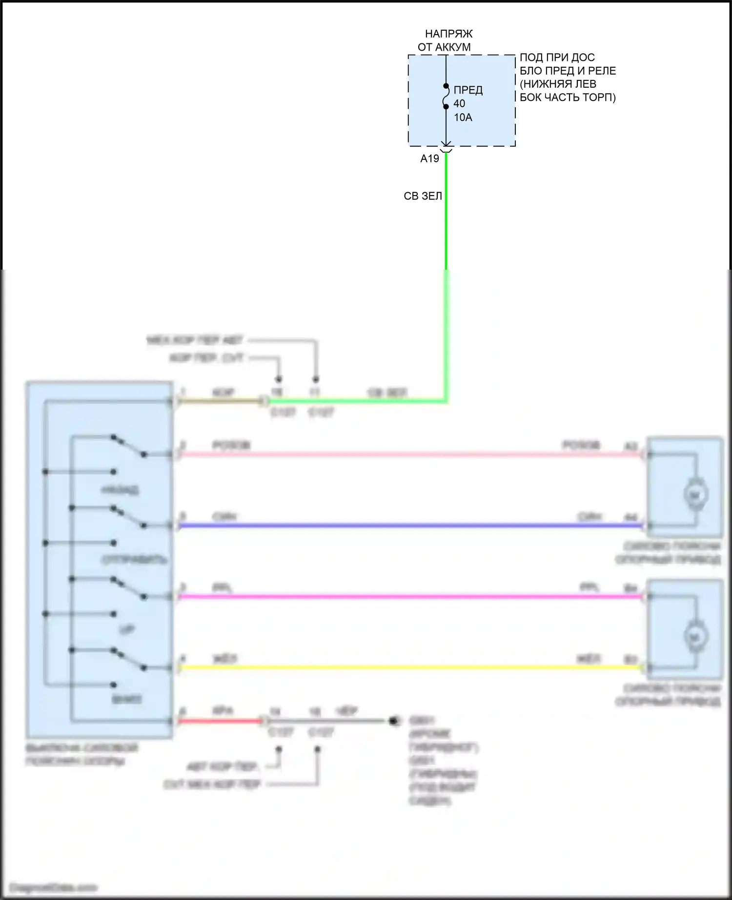 Accord Honda X (2017-2020): Поясничная электросхема водителя 