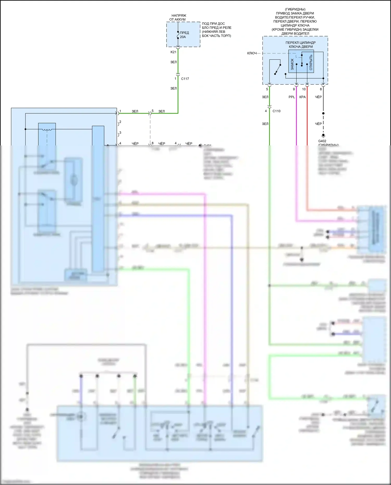 Accord Honda X (2017-2020): Электросхема складной крыши/люка 