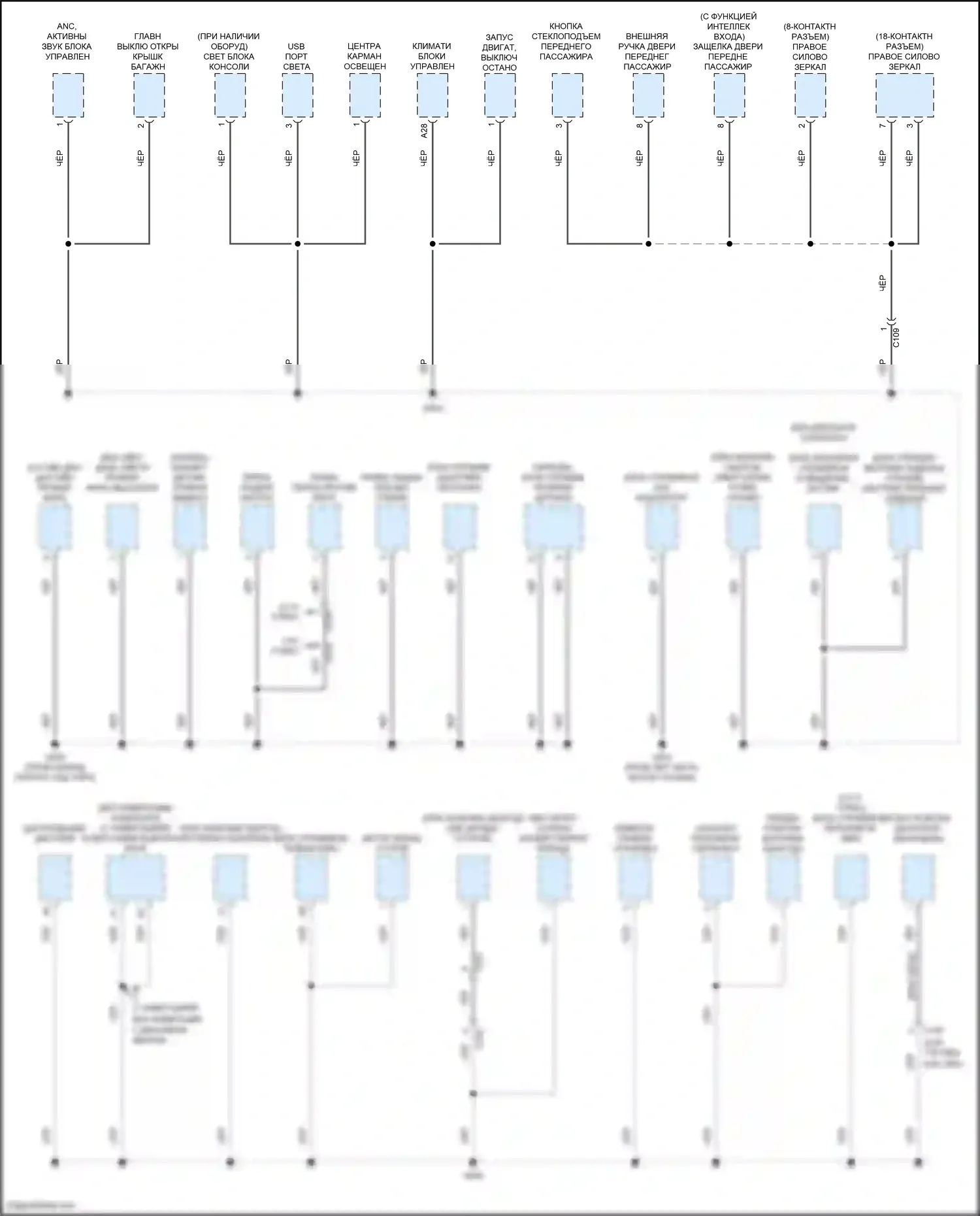 Accord Honda X (2017-2020): Электросхема разводки массы, кроме гибридной (4 из 5) 