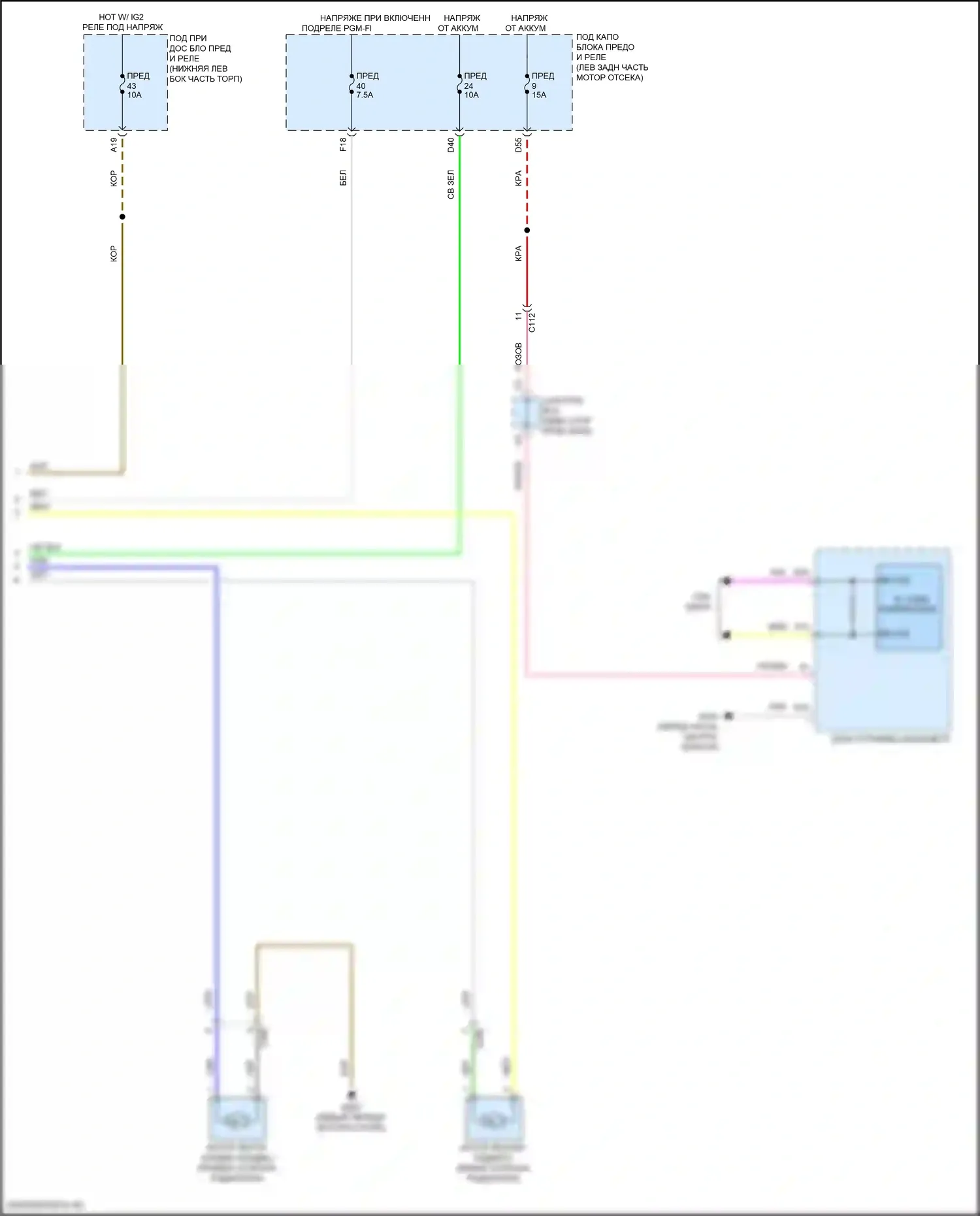 Accord Honda XI (2023-2024): Электросхема вентилятора охлаждения, кроме гибридного (2 из 2) 