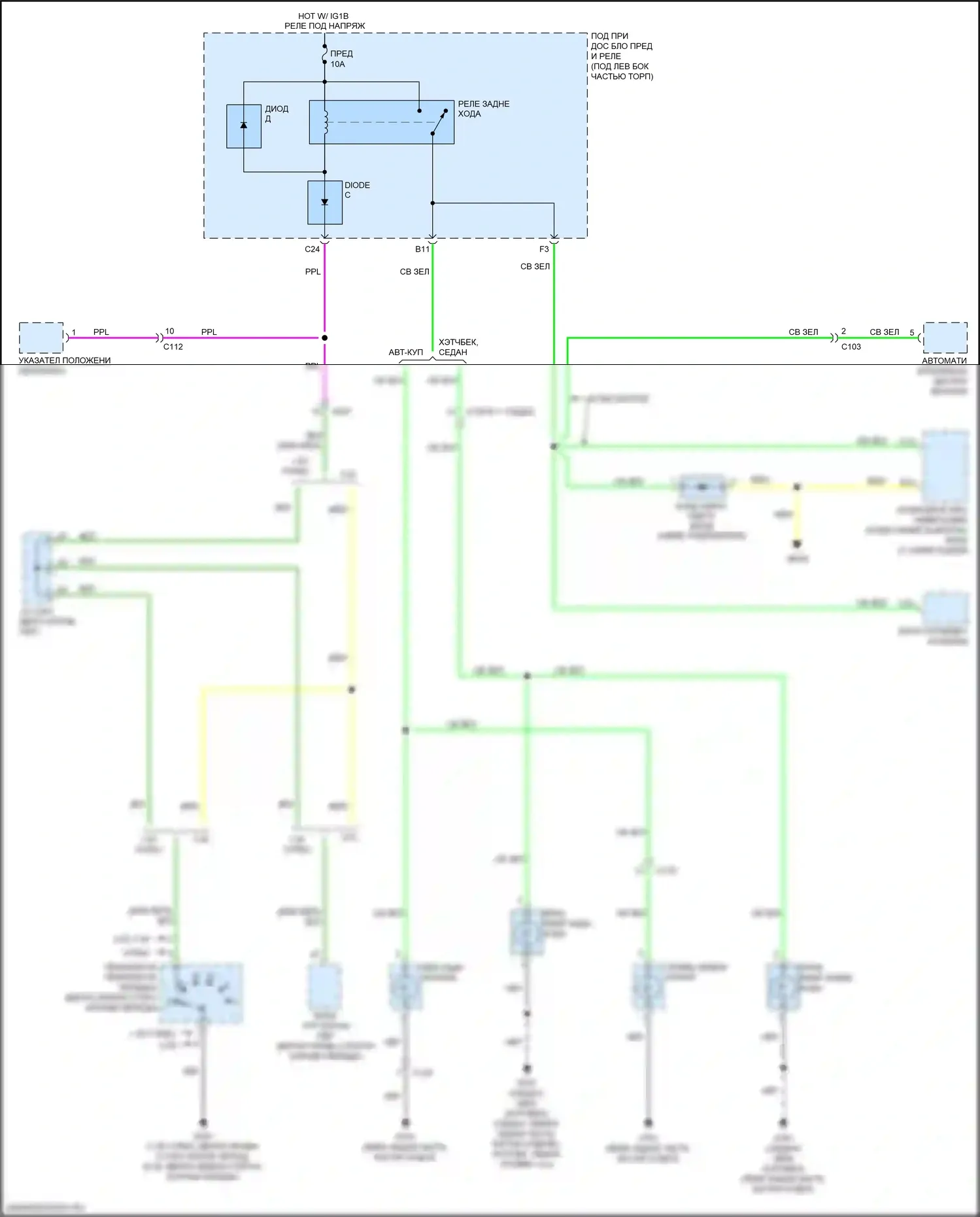 Civic Type R Honda X (2015-2021): Электросхема резервных ламп, cvt 