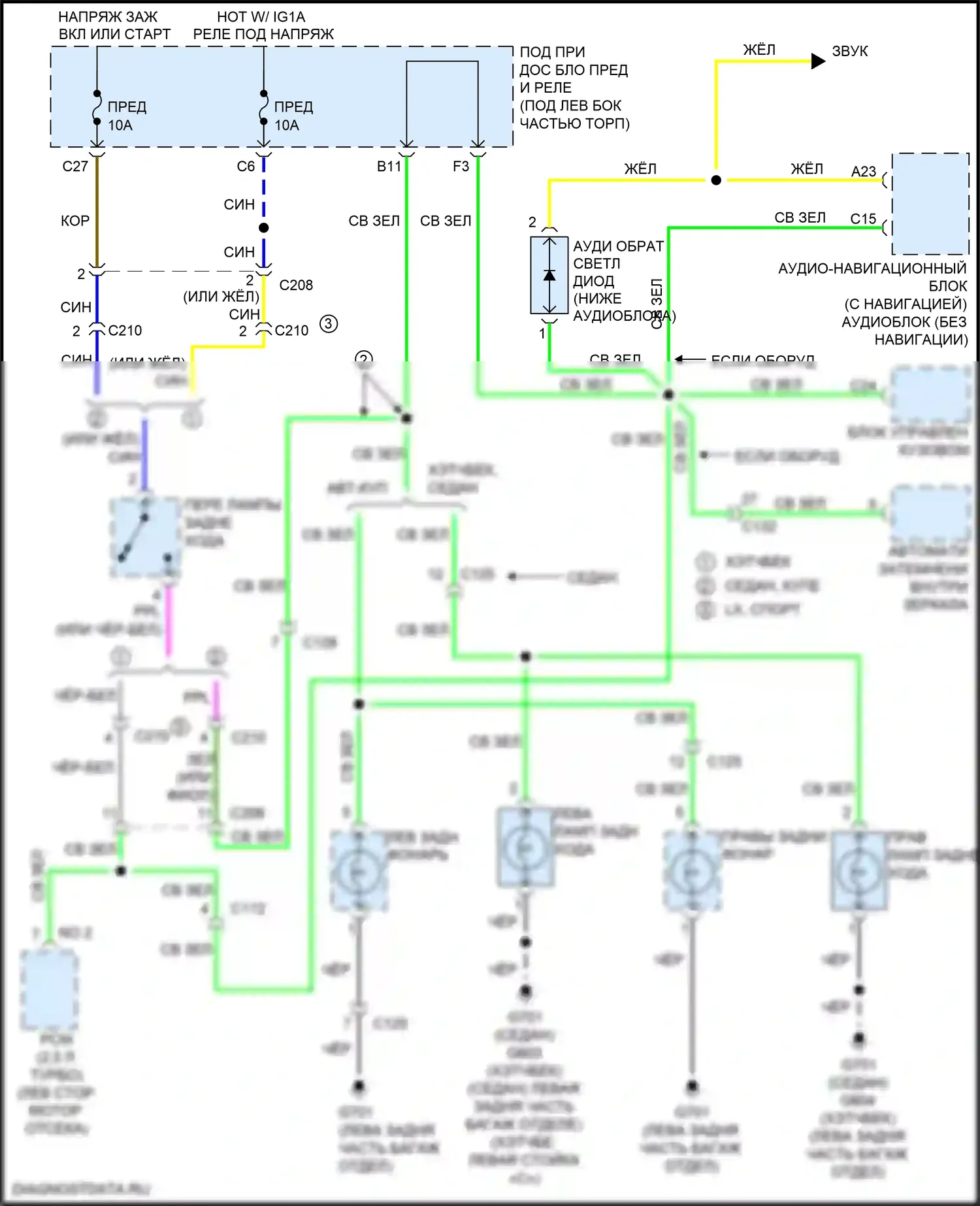 Civic Type R Honda X (2015-2021): Электросхема резервных ламп, мкп 
