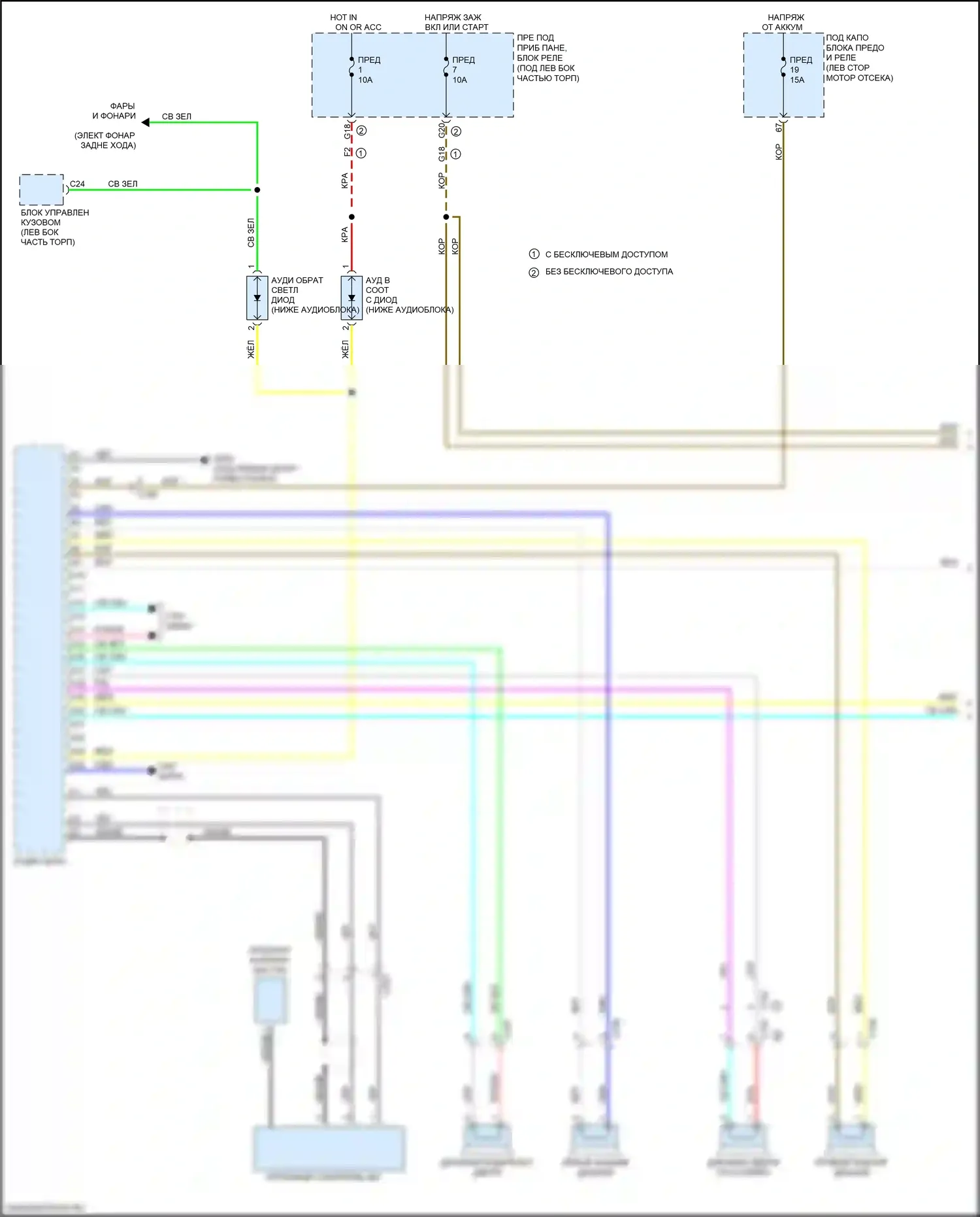 Civic Type R Honda X (2015-2021): Электросхема магнитолы, купе с цветным аудио (1 из 3) 