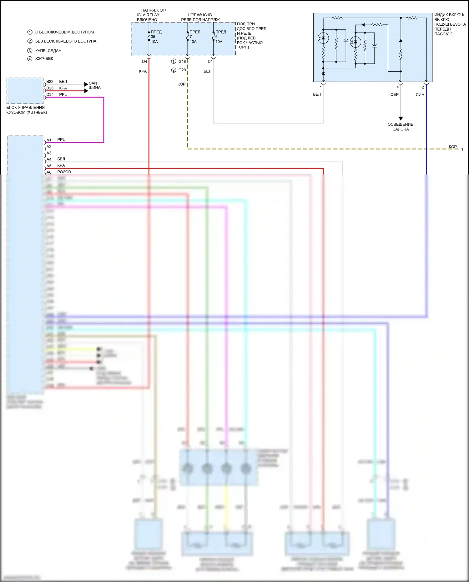 Civic Type R Honda X (2015-2021): Электросхема подушек безопасности (1 из 3) 