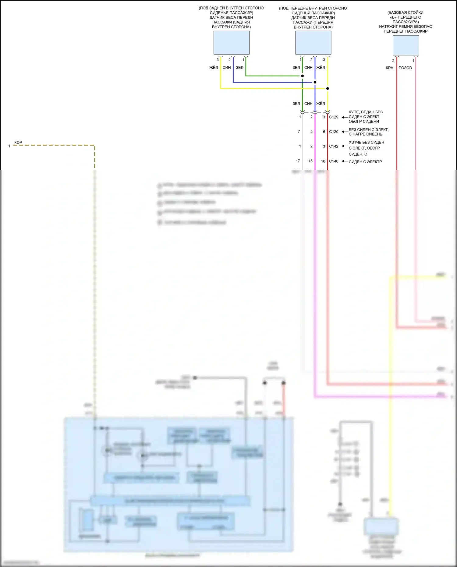 Civic Type R Honda X (2015-2021): Электросхема подушек безопасности (2 из 3) 