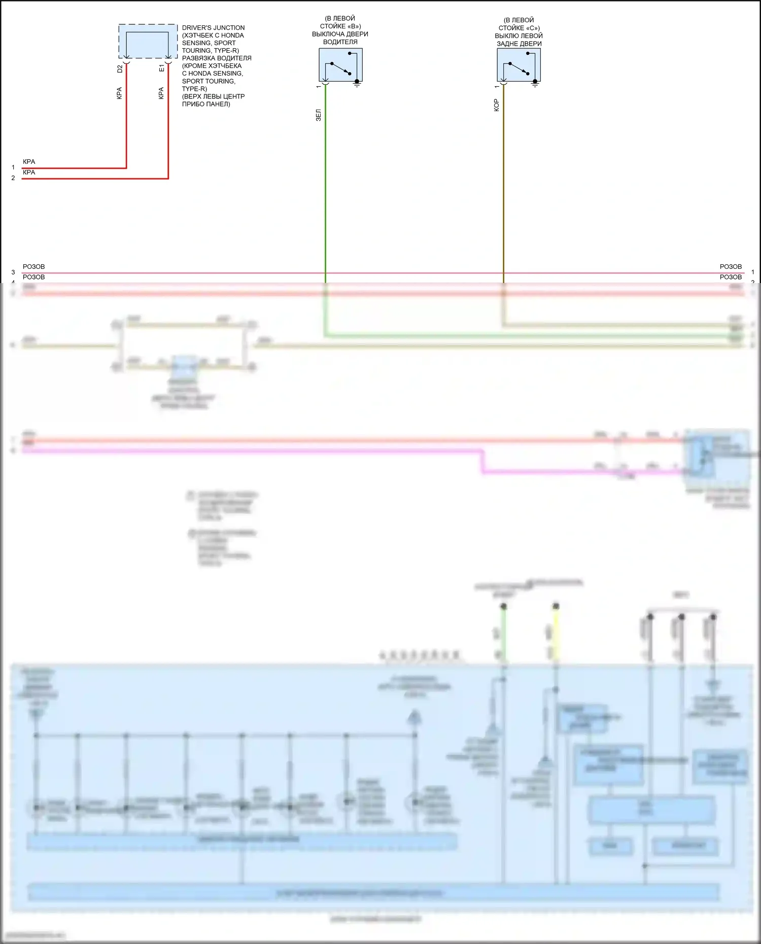 Civic Type R Honda X (2015-2021): Электросхема приборной панели, хэтчбек (2 из 4) 