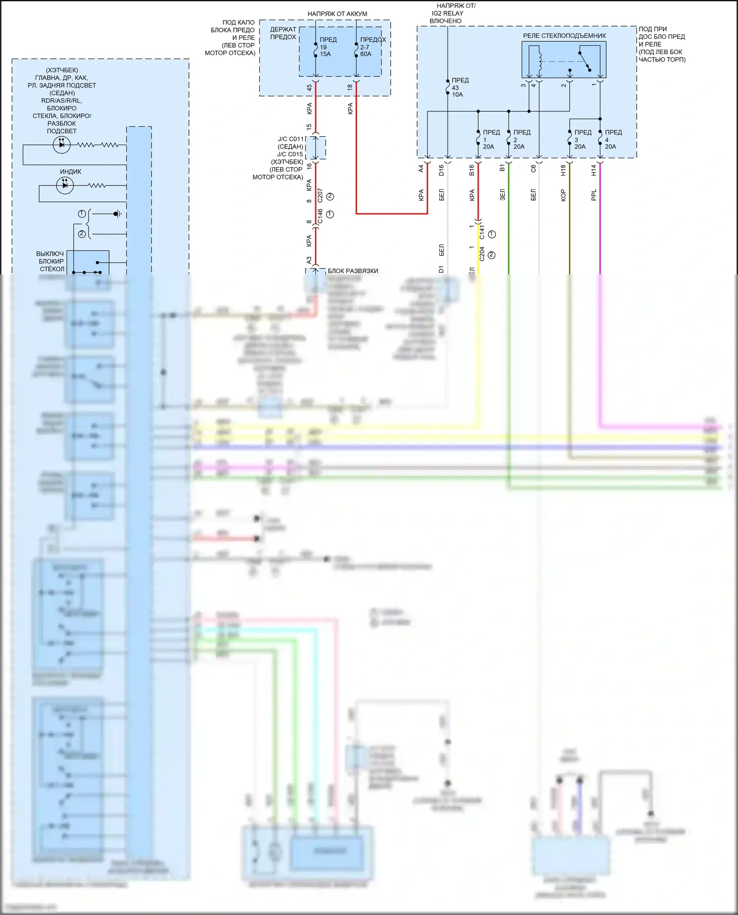 Civic Type R Honda XI (2021-2024): Электросхема стеклоподъемников (1 из 2) 