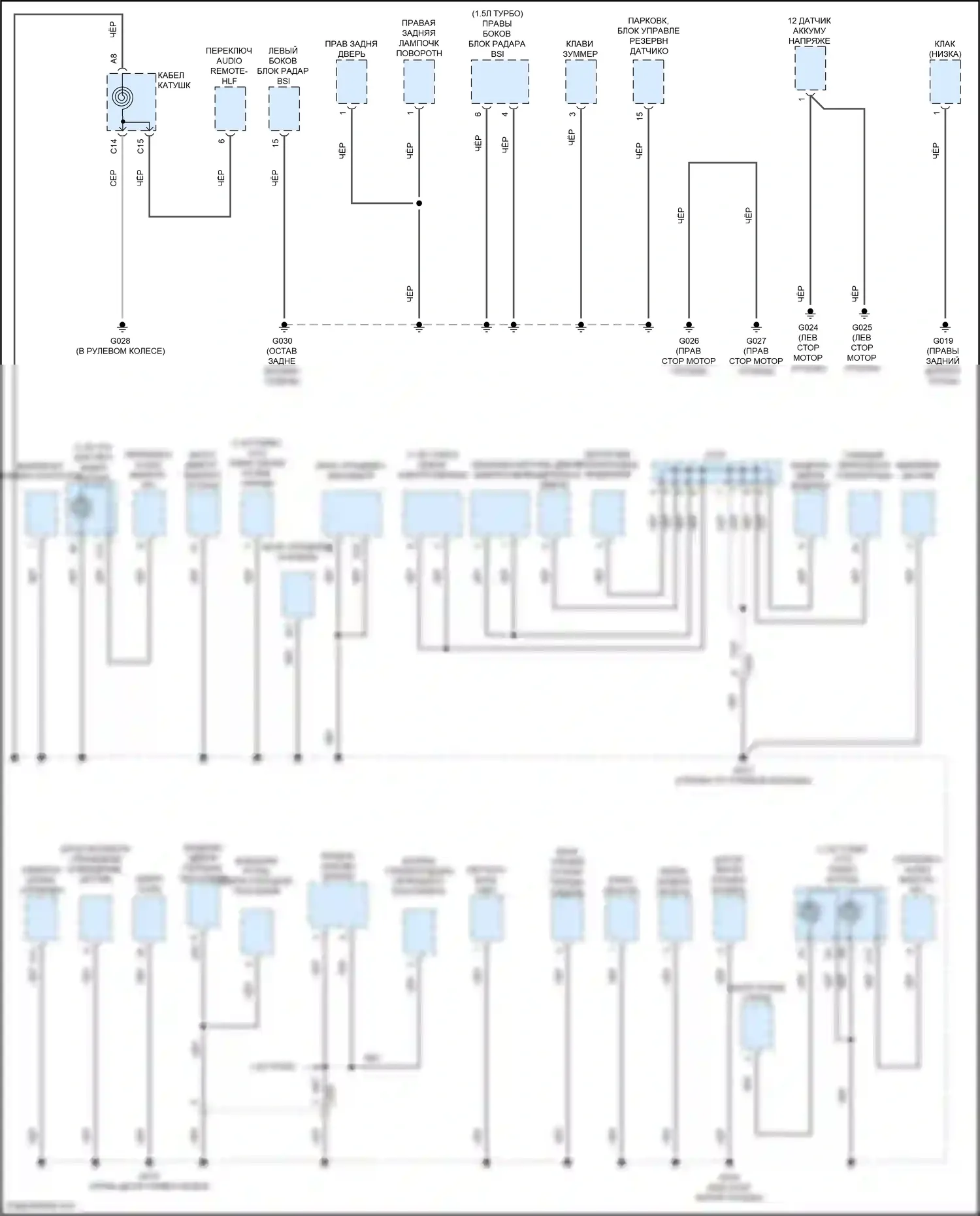 Civic Type R Honda XI (2021-2024): Электросхема точек подключения масс, хэтчбек (2 из 4) 