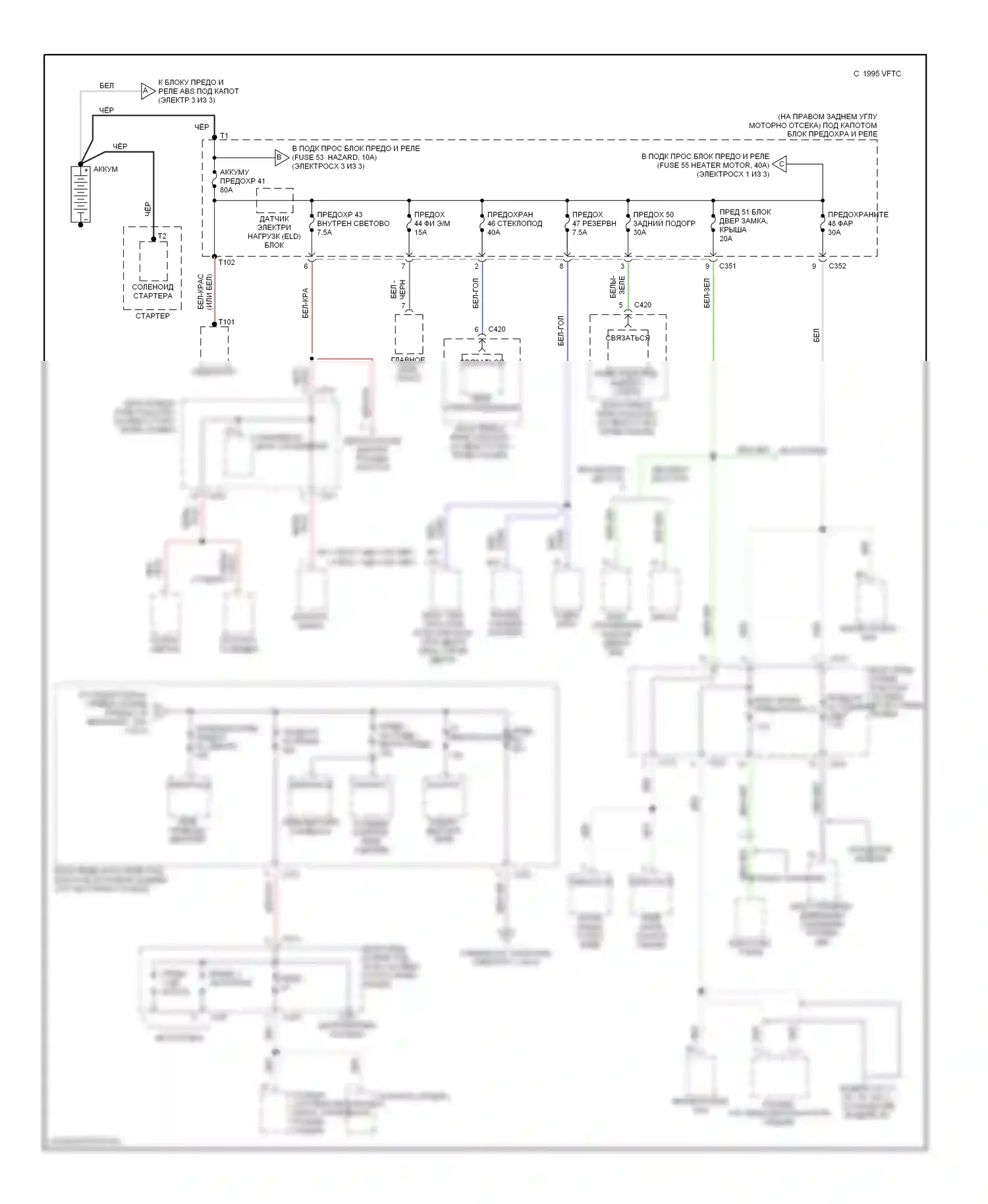 Civic Honda GA (1998-2002): Электросхема блока предохранителей реле (1 из 3) 