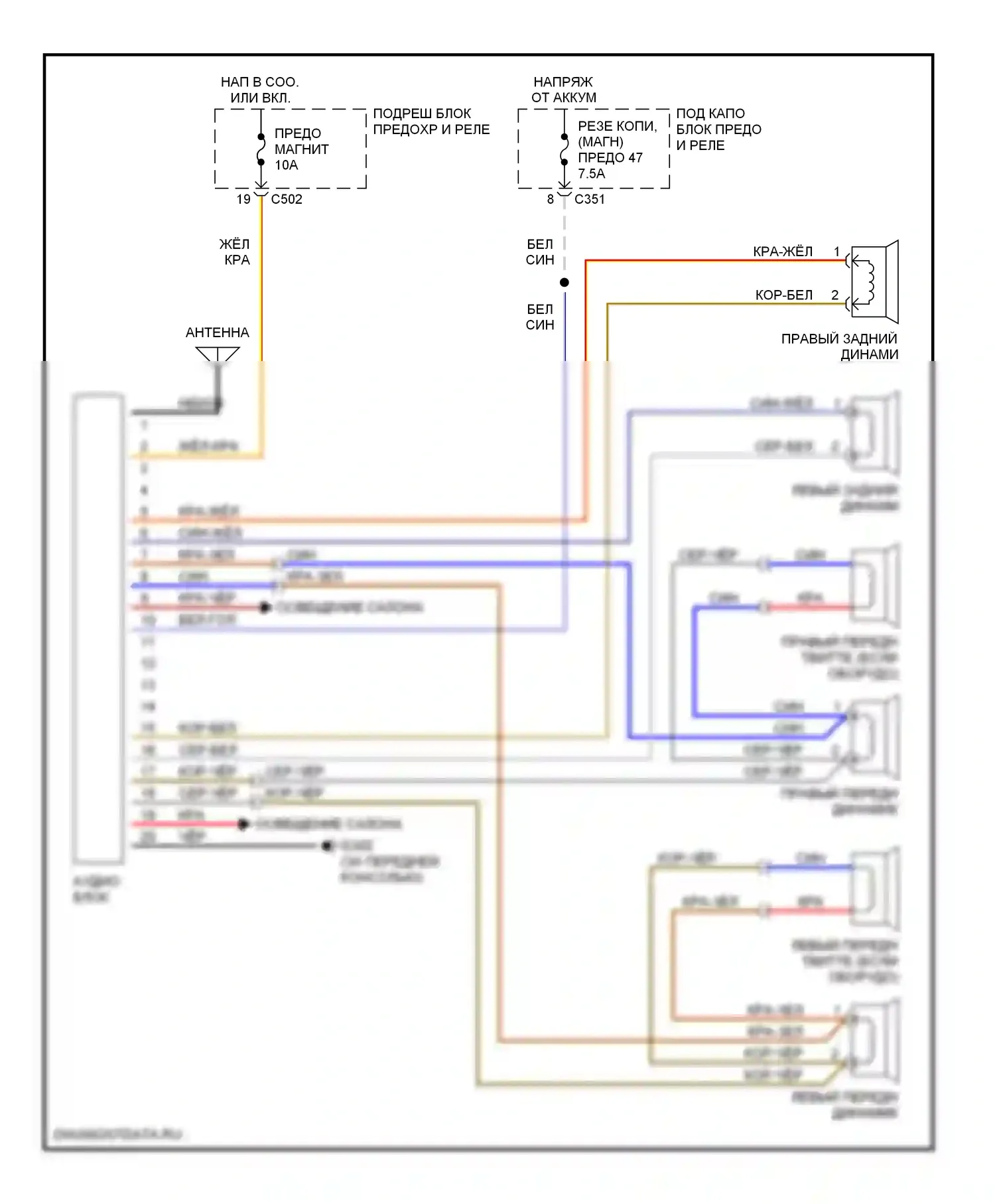 Civic Honda GA (1998-2002): Магнитола электросхем 