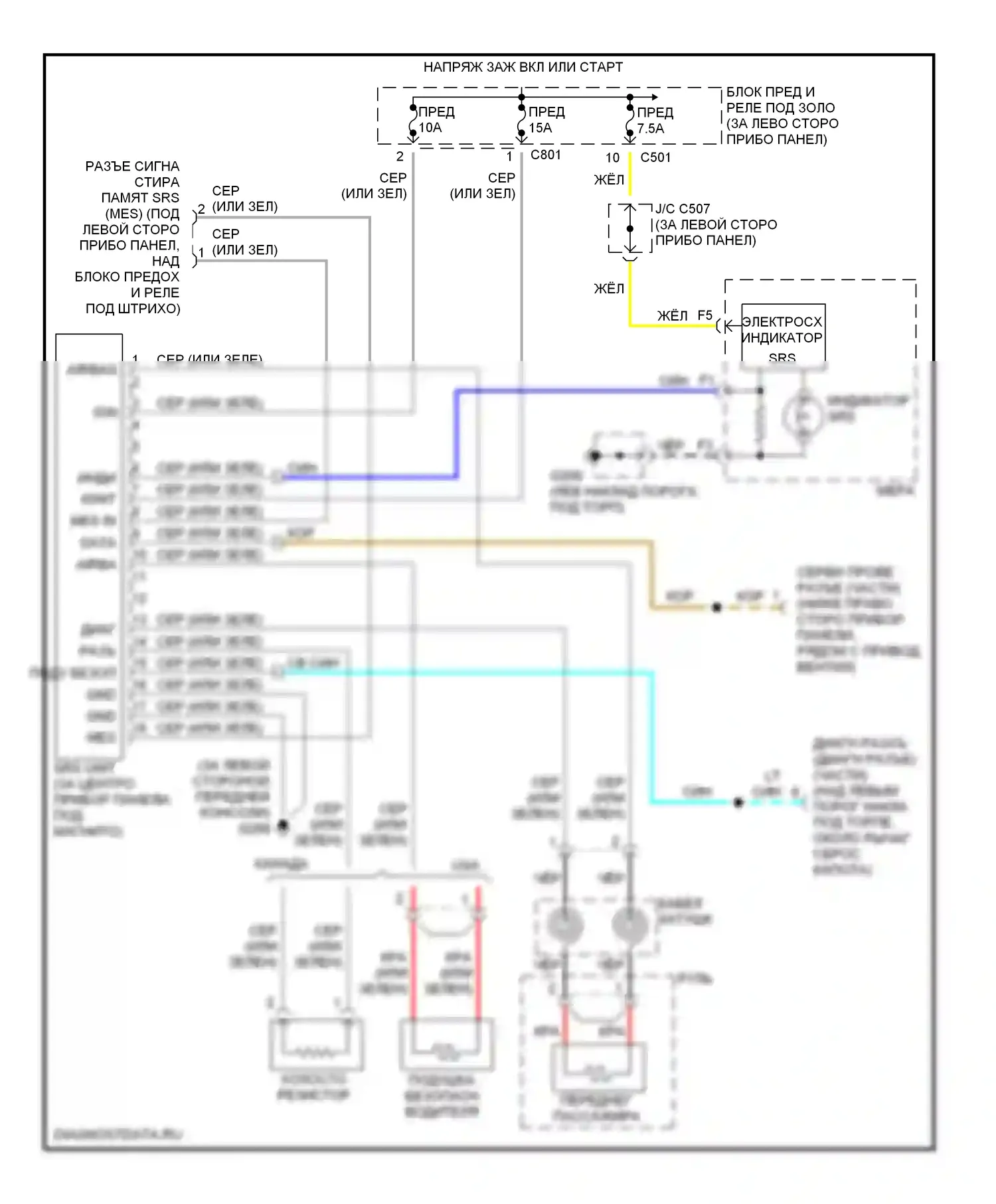 Civic Honda GA (1998-2002): Электросхема подушек безопасности 