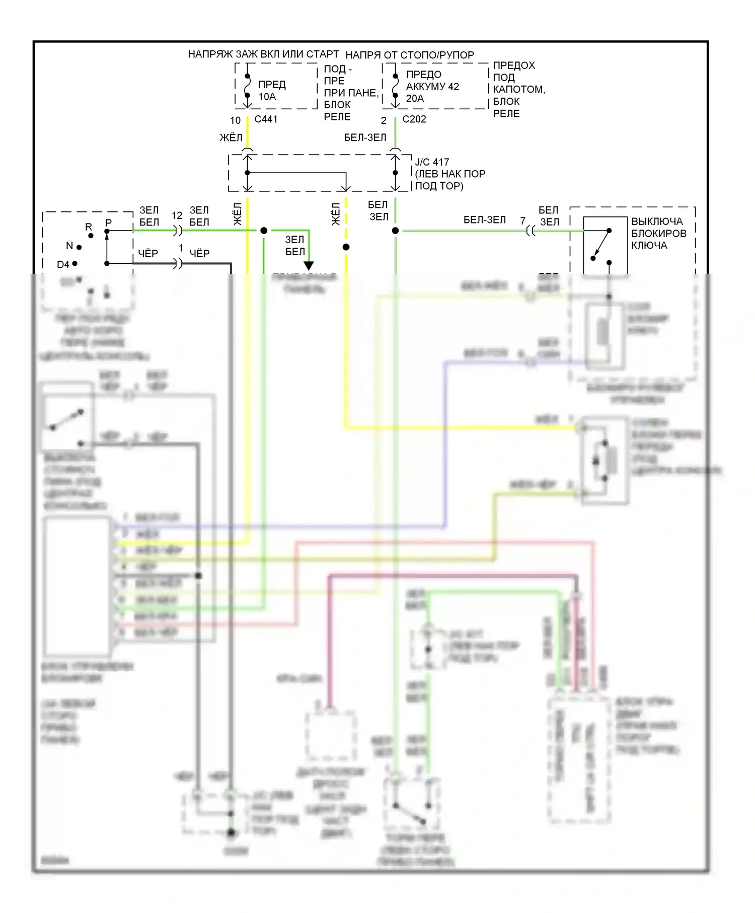 Civic Honda II (1979-1997): Электросхема блокировки селектора 