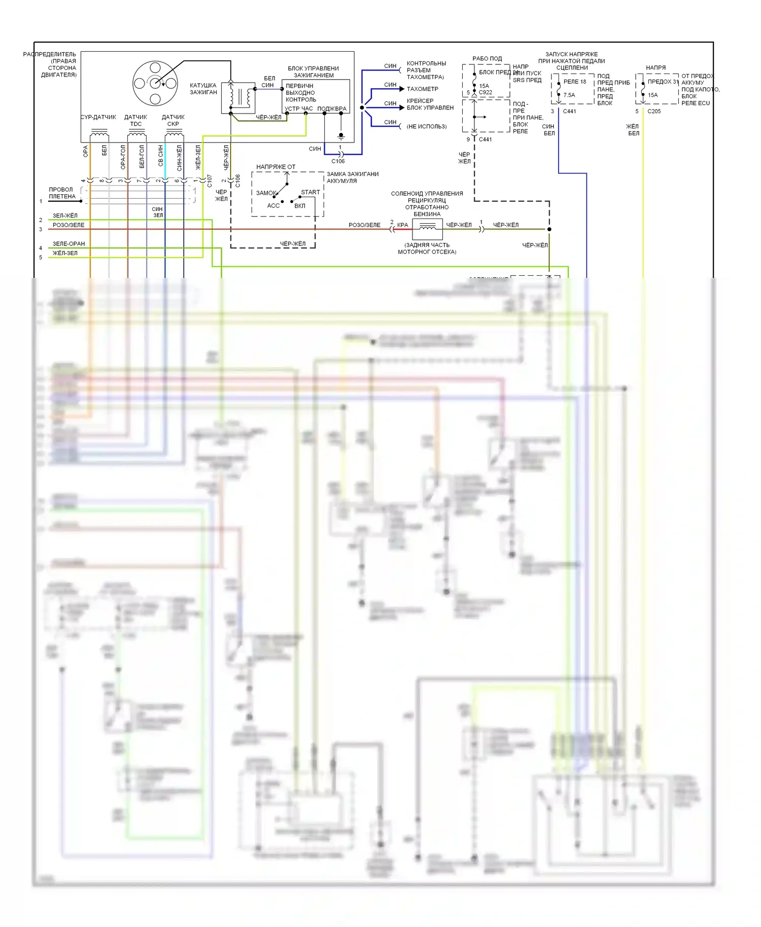 Civic Honda II (1979-1997): Электросхема двигателя 1.5л vtecs (2 из 2) 