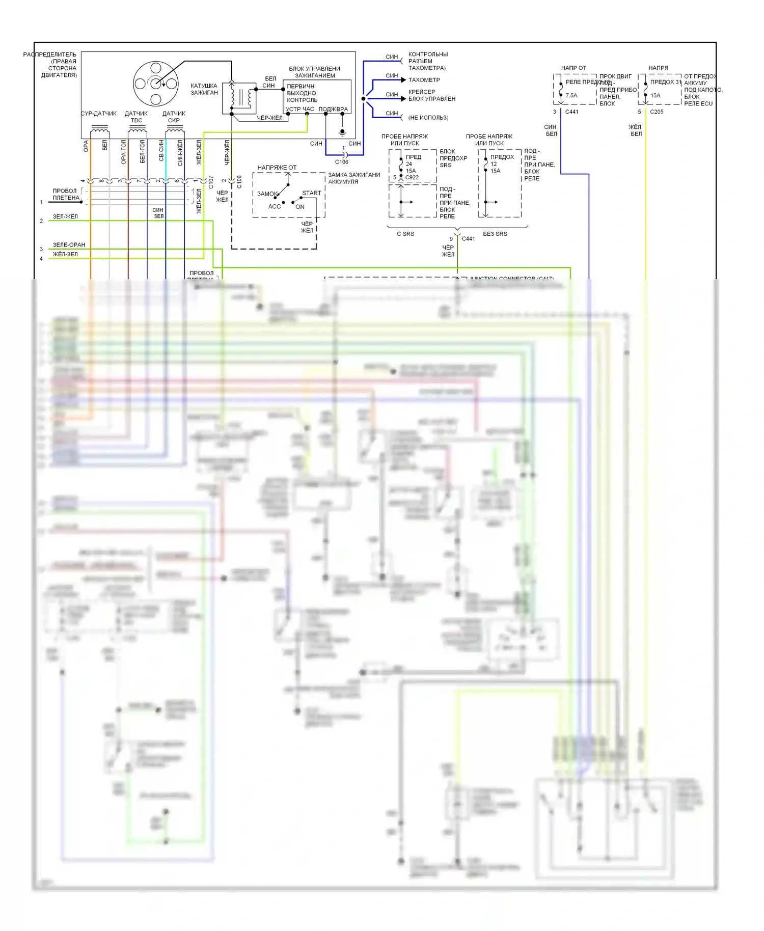 Civic Honda II (1979-1997): Электросхема двигателя 1.5ls (2 из 2) 
