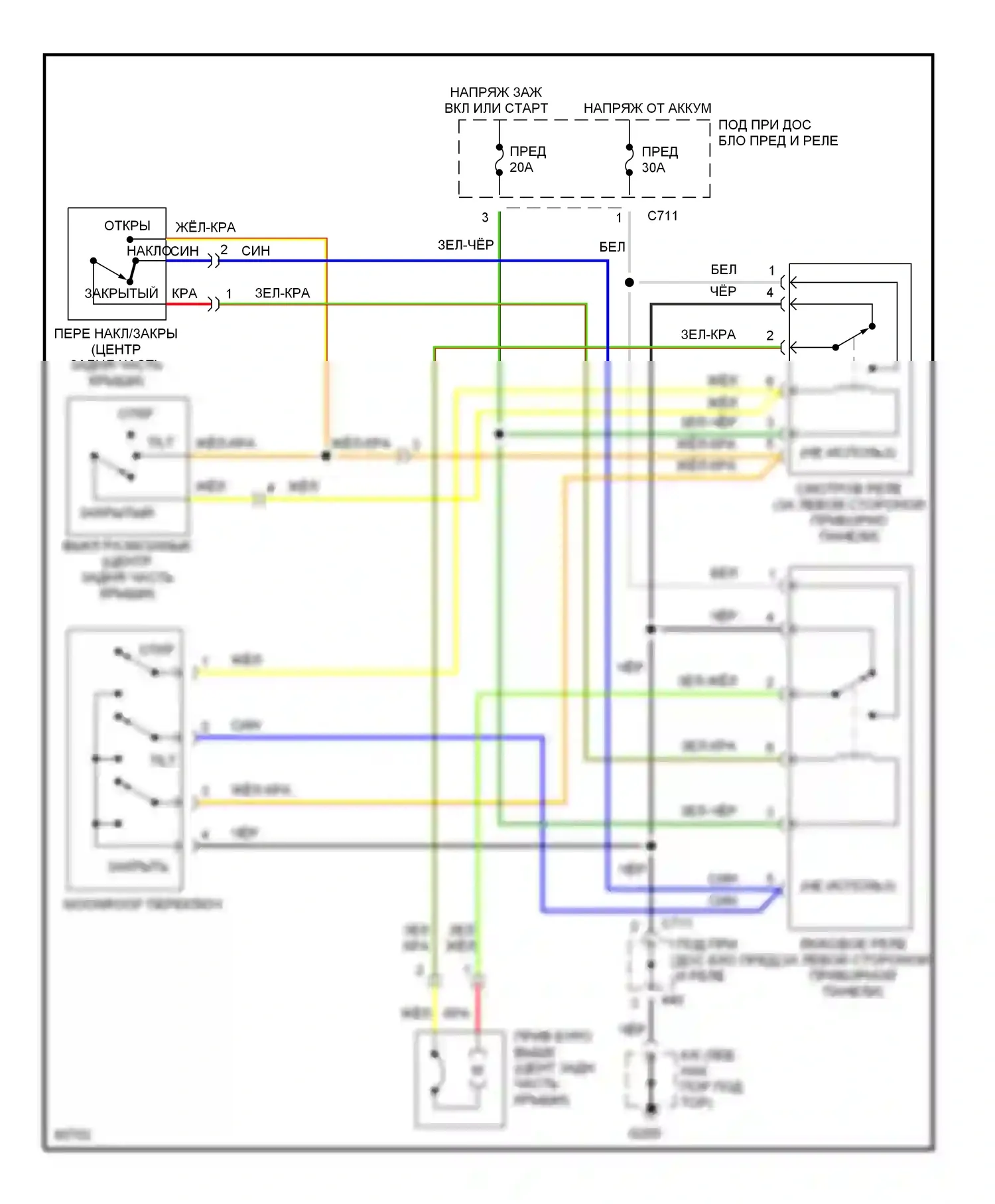 Civic Honda II (1979-1997): Электросхема люка, седан 