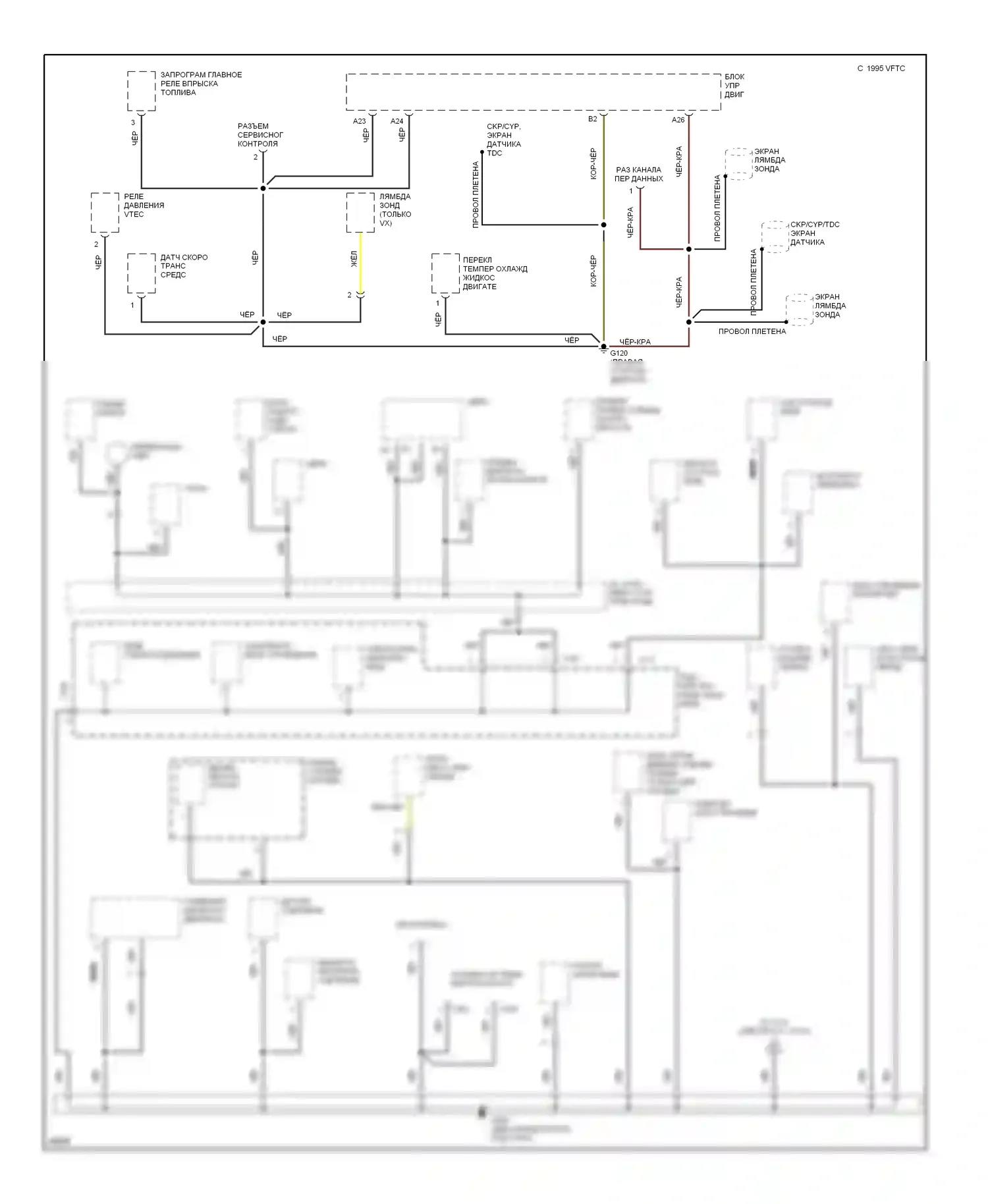 Civic Honda II (1979-1997): Электросхема точек подключения масс (2 из 4) 