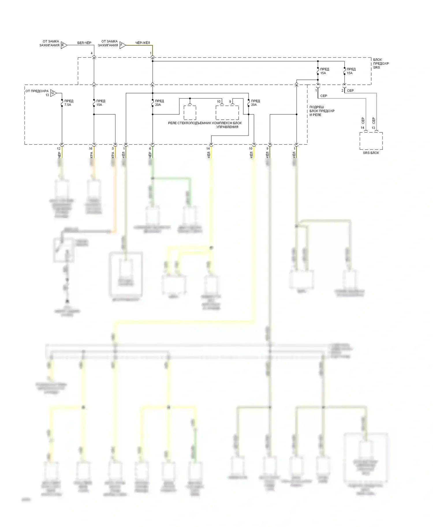 Civic Honda IV (1987-1996): Электросхема блока предохранителей реле (3 из 3) 