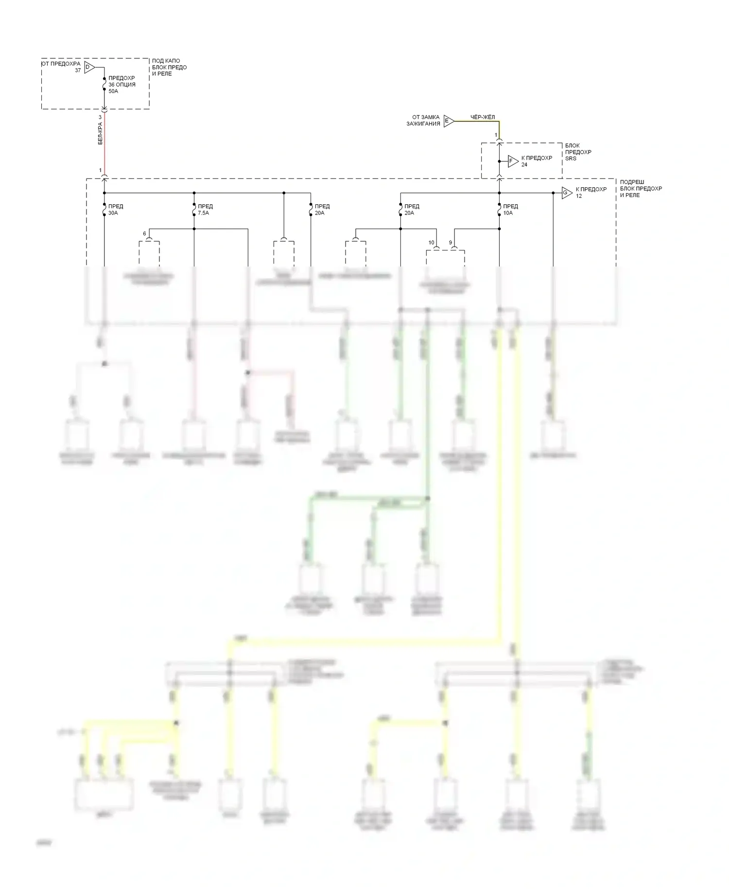 Civic Honda IV (1987-1996): Электросхема блока предохранителей реле (3 из 4) 
