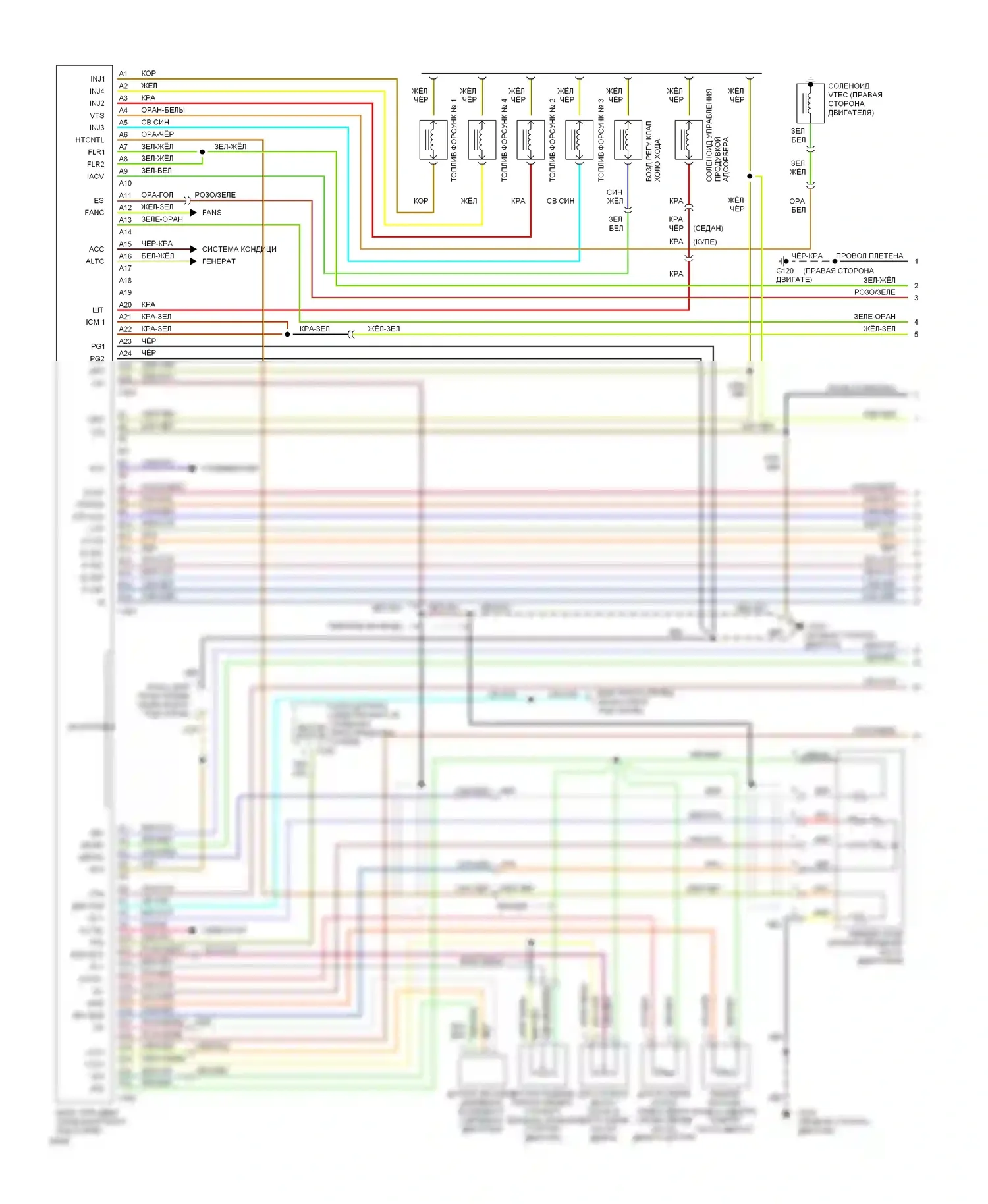 Civic Honda IV (1987-1996): Электросхема двигателя 1.5ls, vx (1 из 2) 