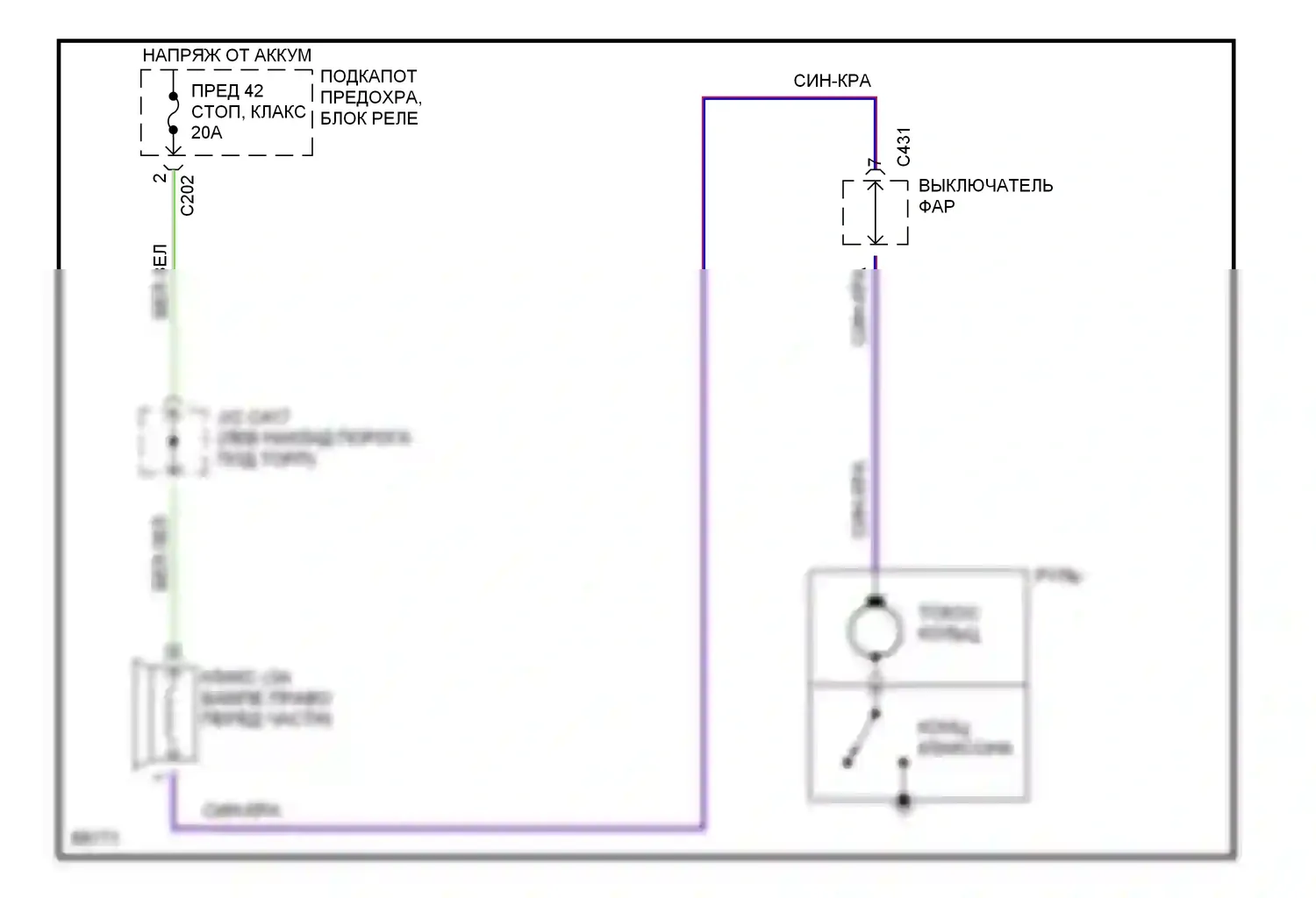 Civic Honda IV (1987-1996): Электросхема клаксона, без подушки безопасности 