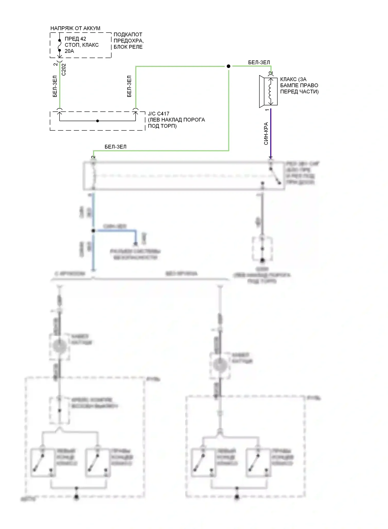 Civic Honda IV (1987-1996): Электросхема клаксона, с подушкой безопасности 