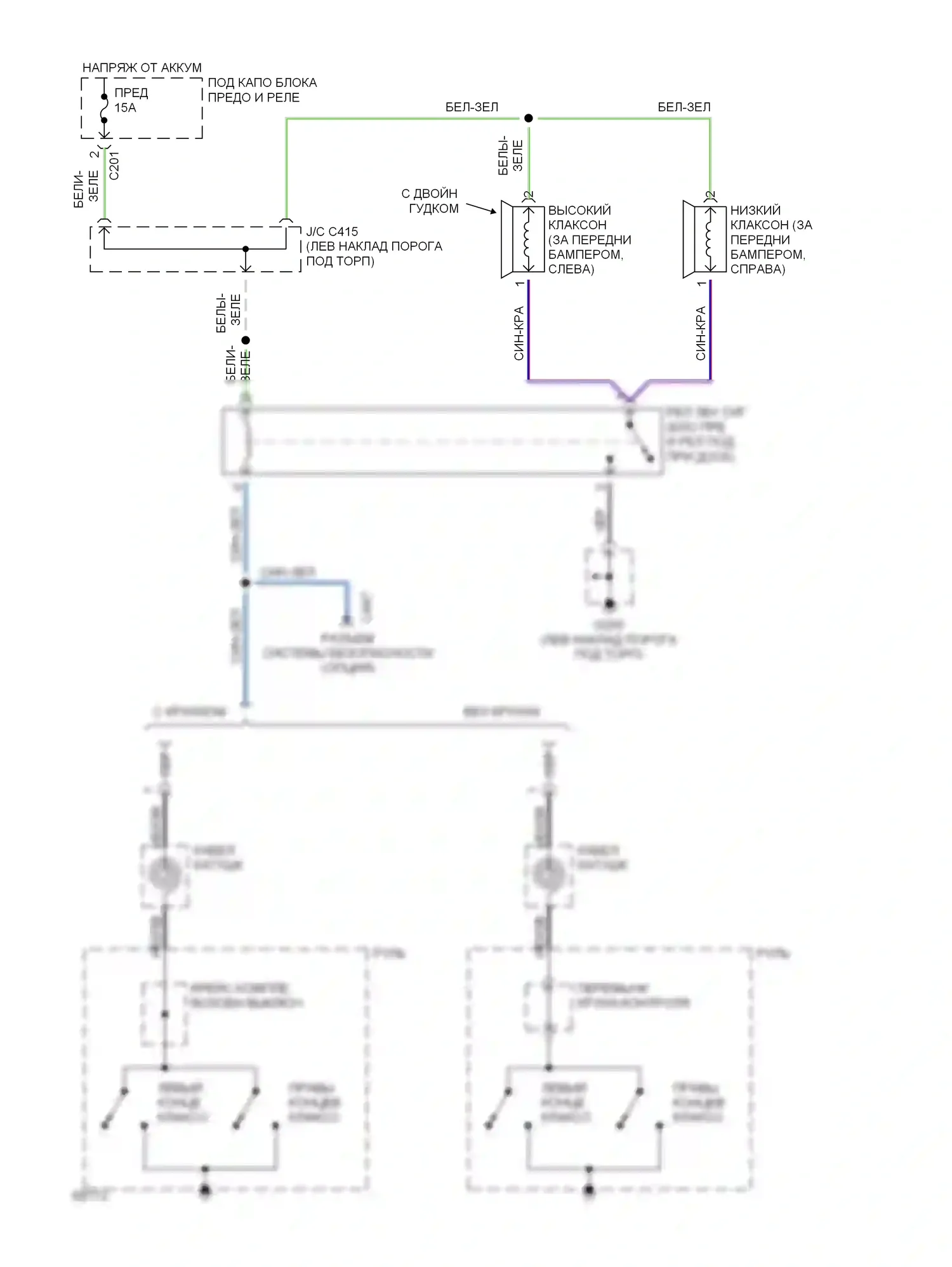 Civic Honda IV (1987-1996): Электросхема клаксона 
